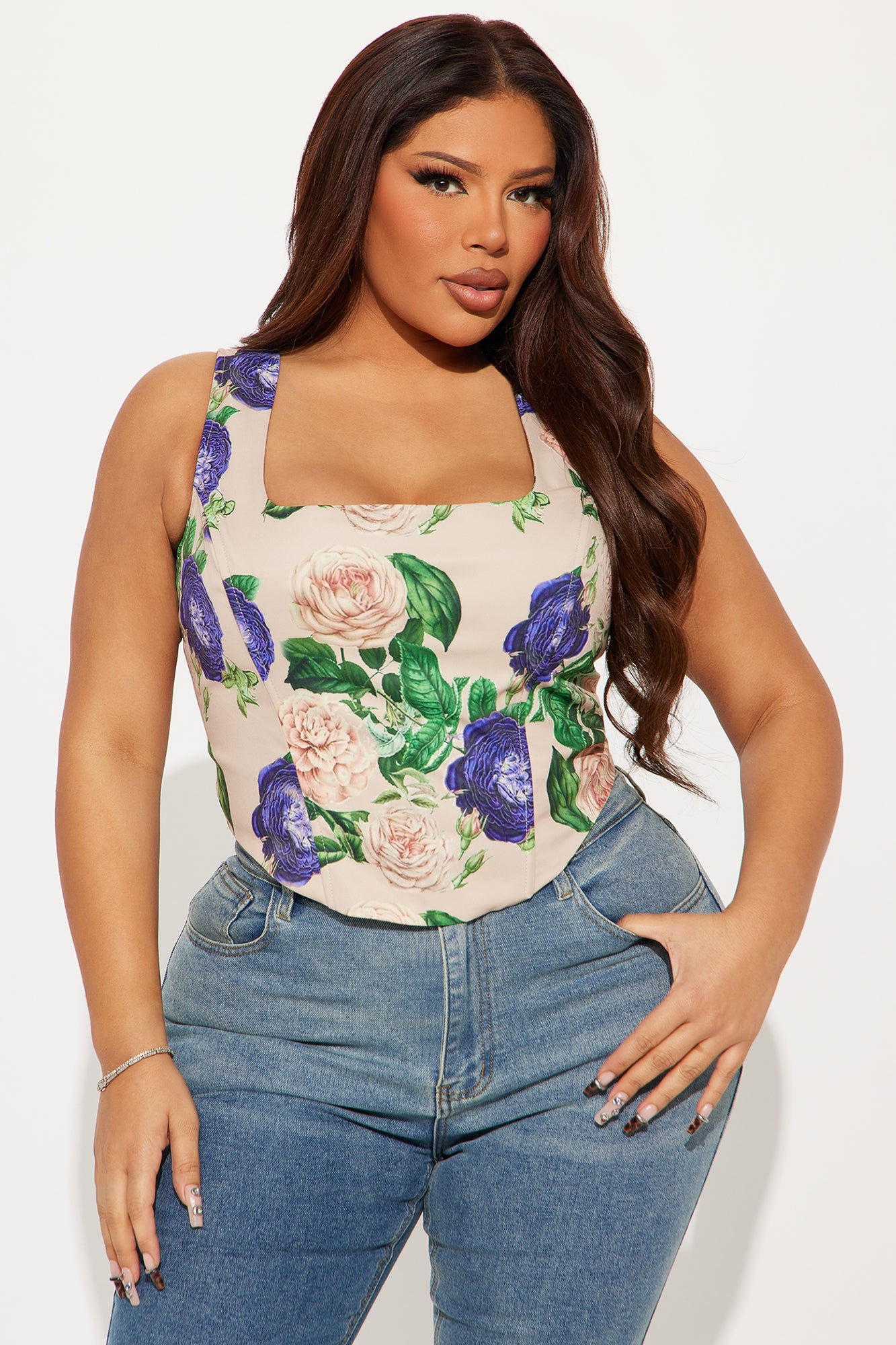 Garden In Full Bloom Corset Top - Taupe/combo - Image 4