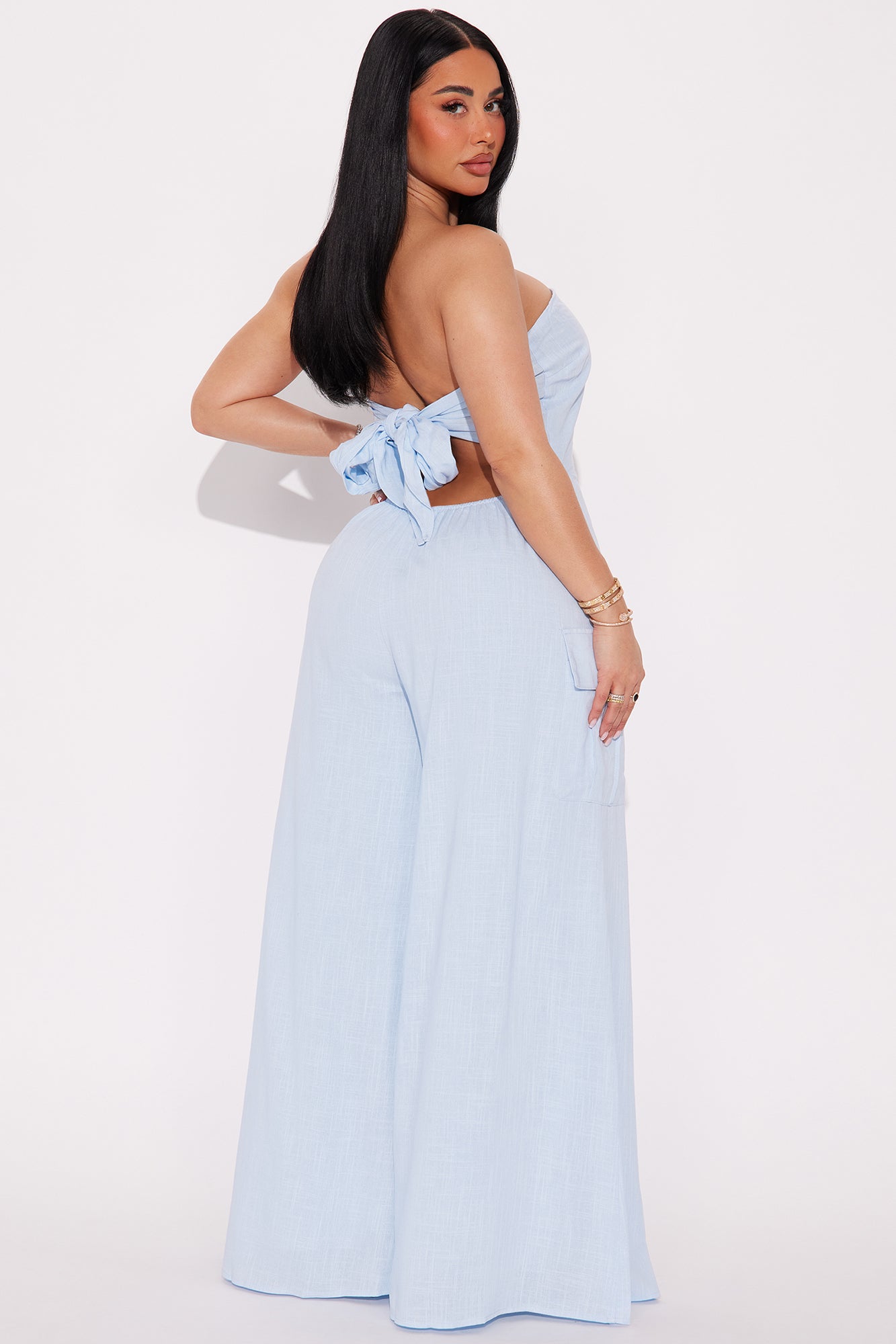 Sasha Linen Jumpsuit - Light Blue - Image 3