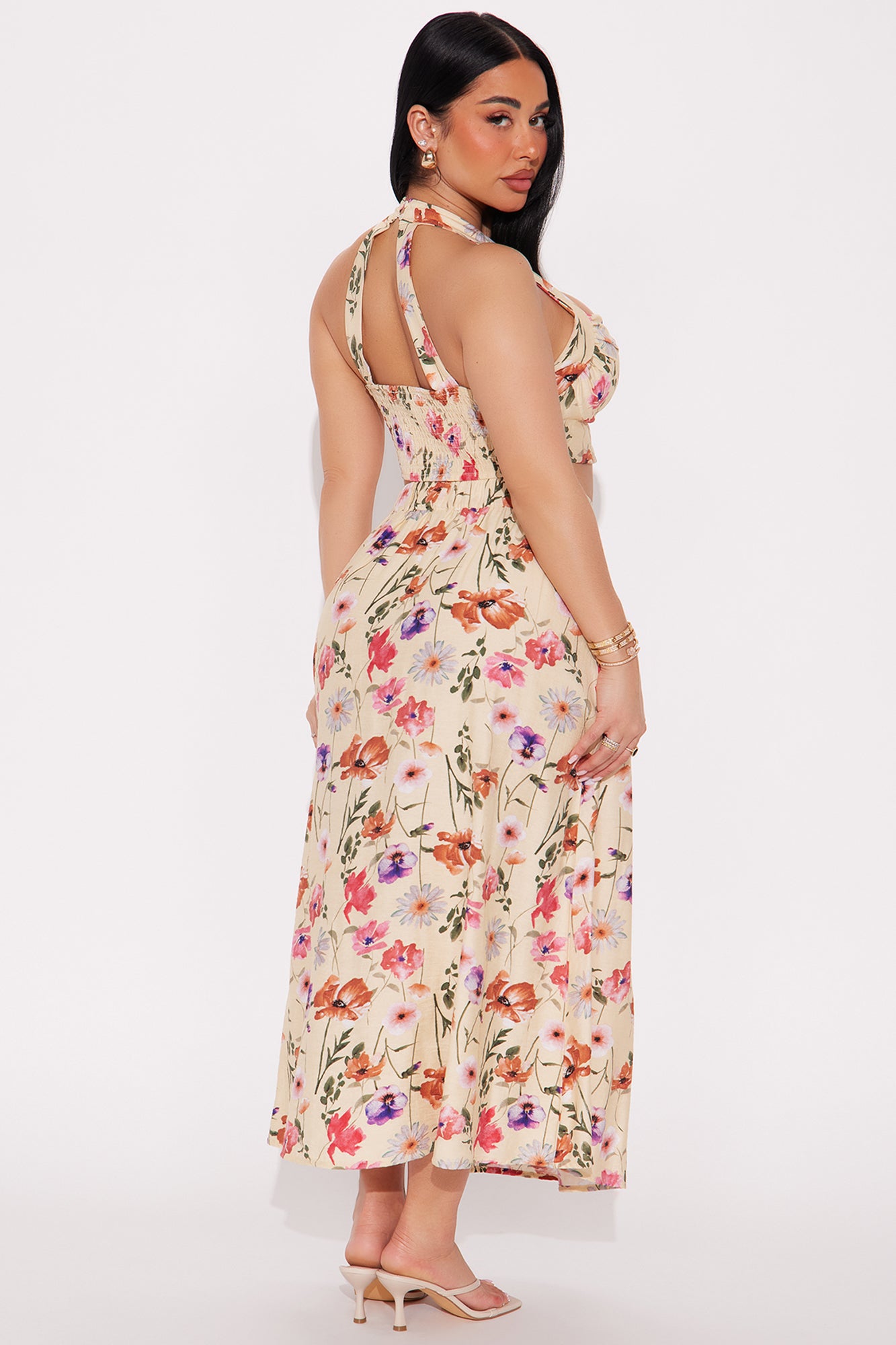 Floral Embrace Midi Skirt Set - Cream/combo - Image 3