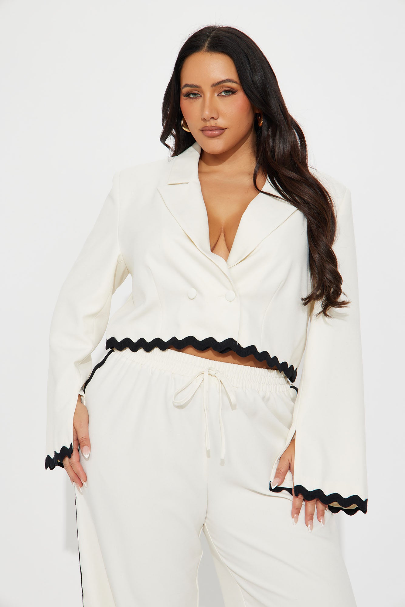 Take Me Higher Cropped Blazer - Cream - Image 5