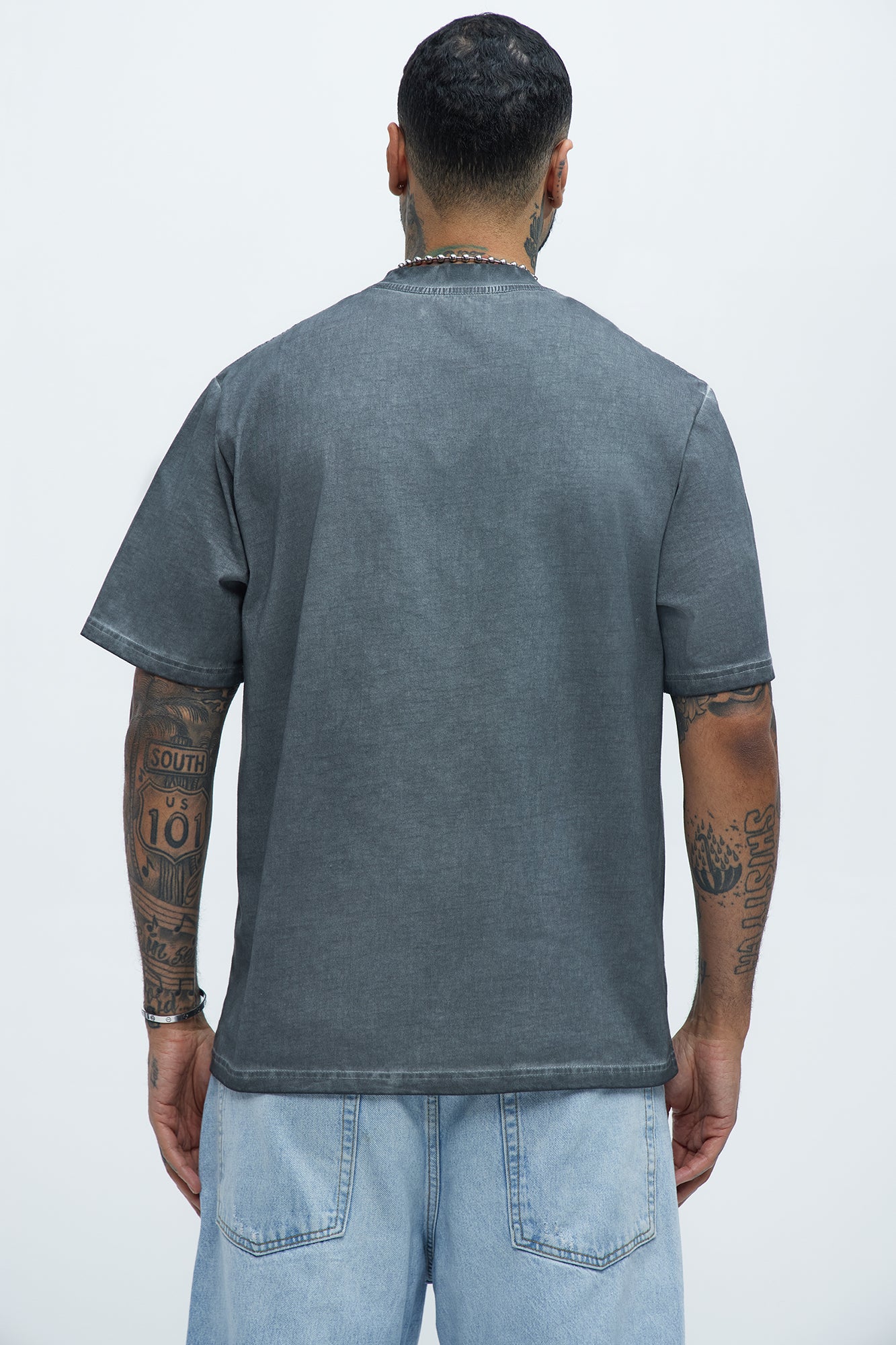 Tinted Wash Oversized Heavyweight Short Sleeve Tee - Grey - Image 4