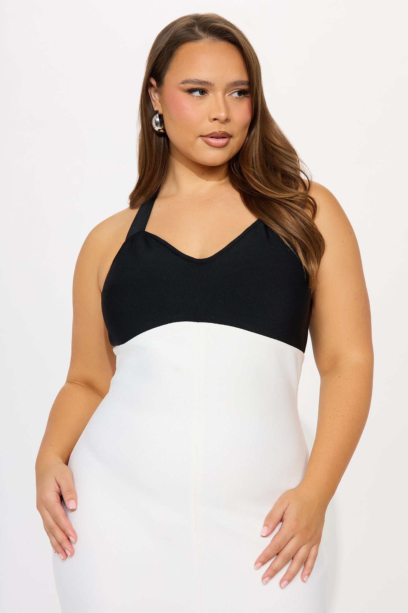 Always Winning Bandage Midi Dress - White/Black - Image 5