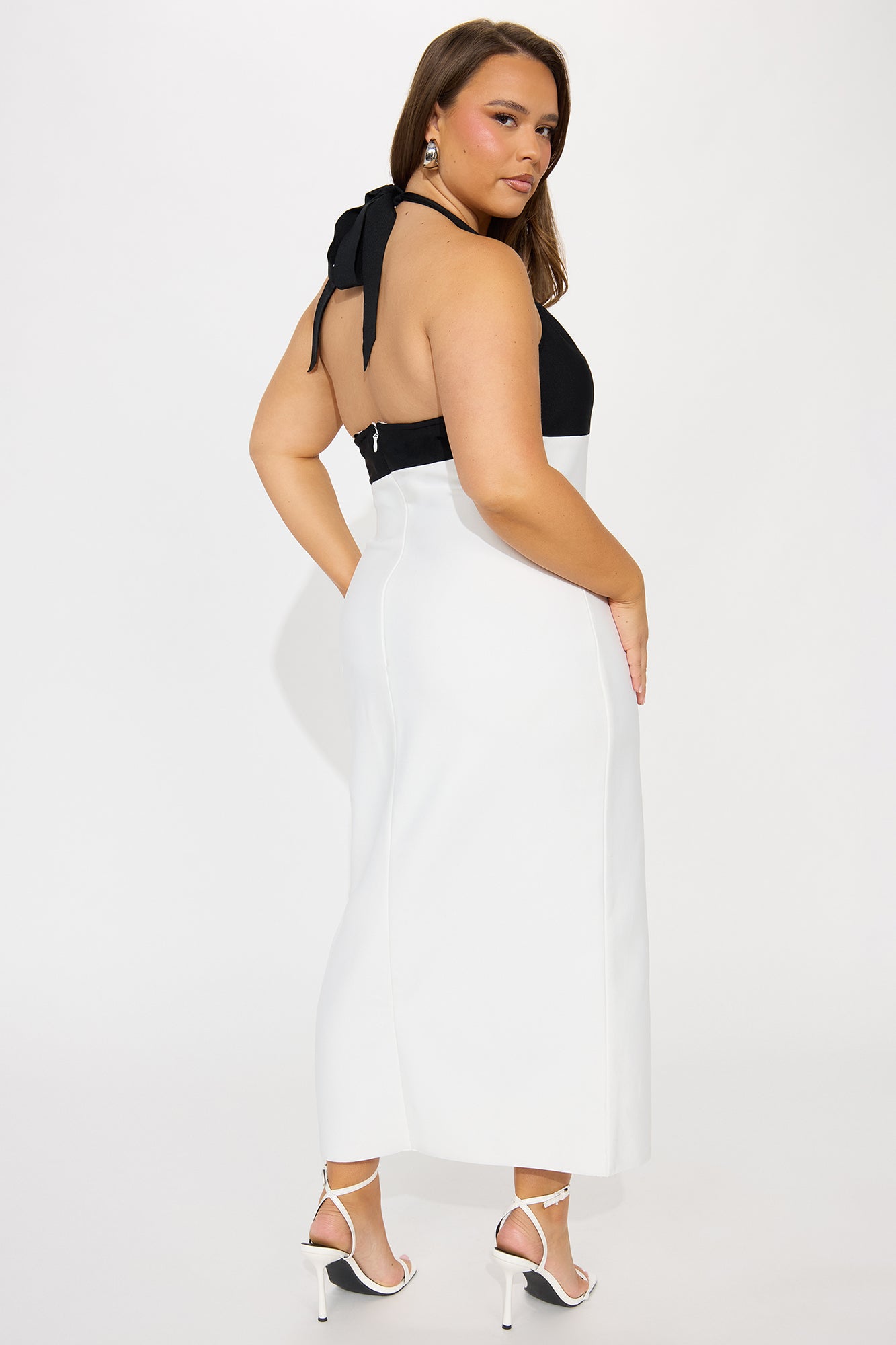 Always Winning Bandage Midi Dress - White/Black - Image 6