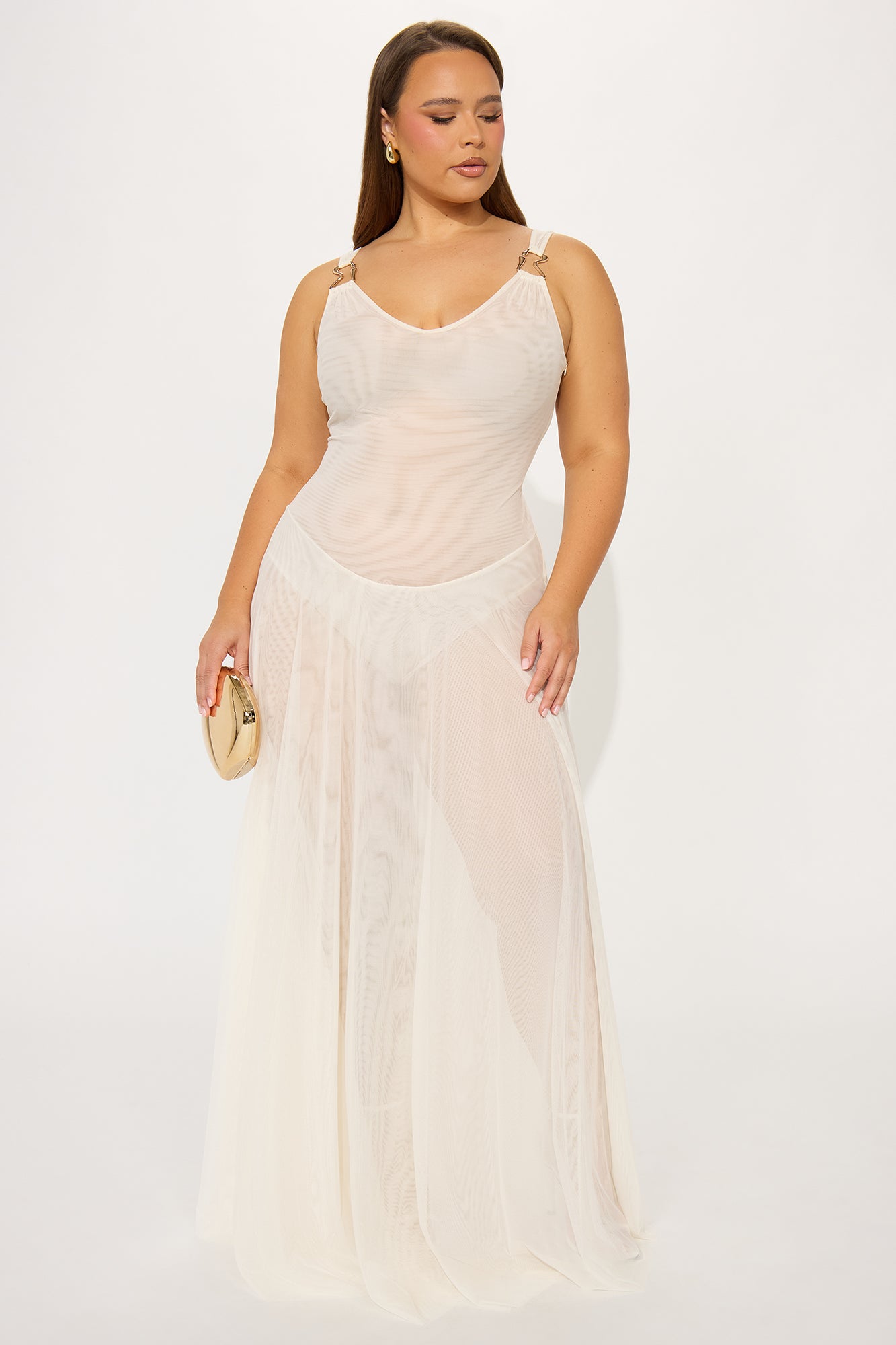 Bungalow Sheer Mesh Maxi Dress - Cream - Image 5