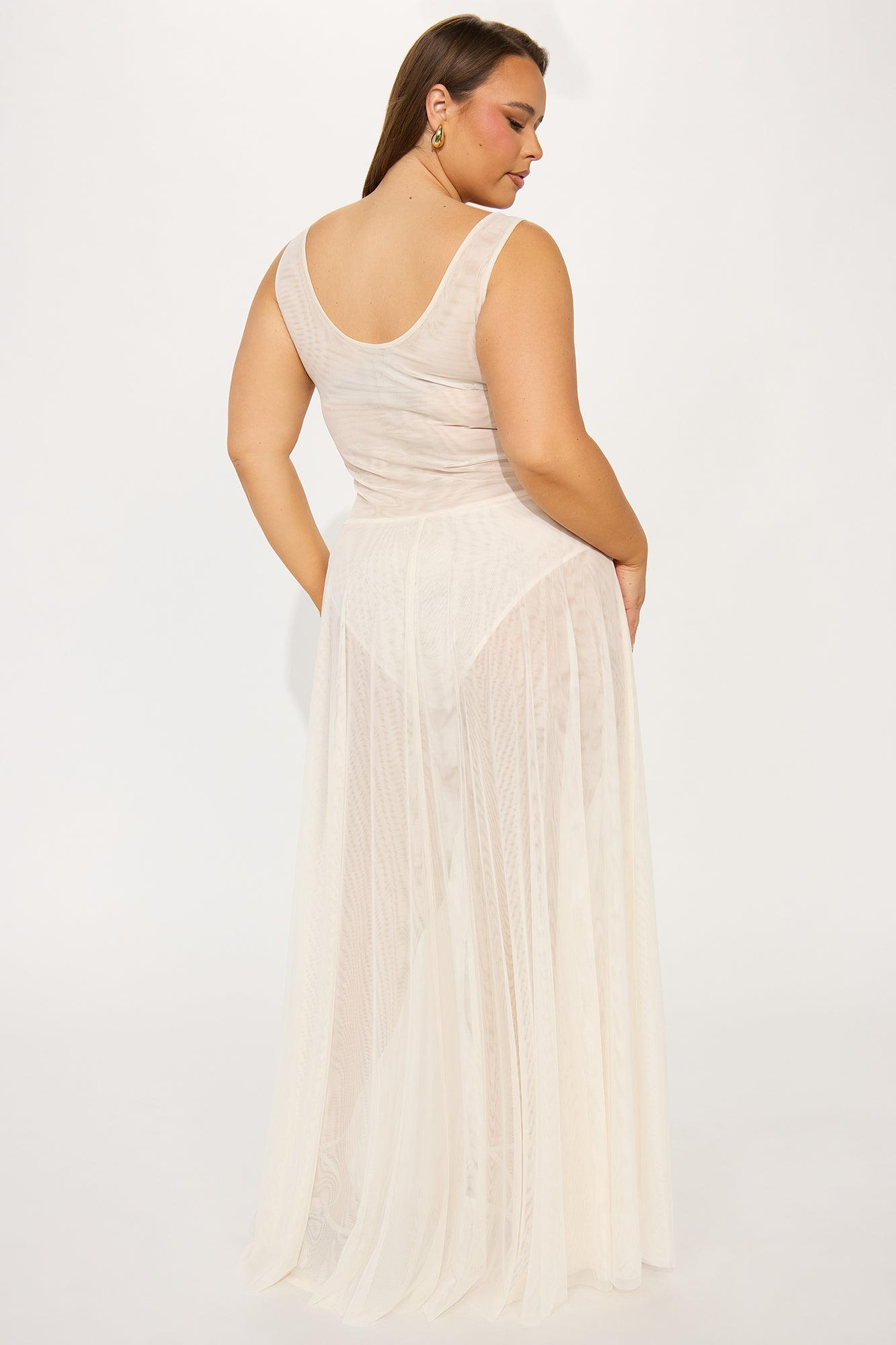 Bungalow Sheer Mesh Maxi Dress - Cream - Image 7