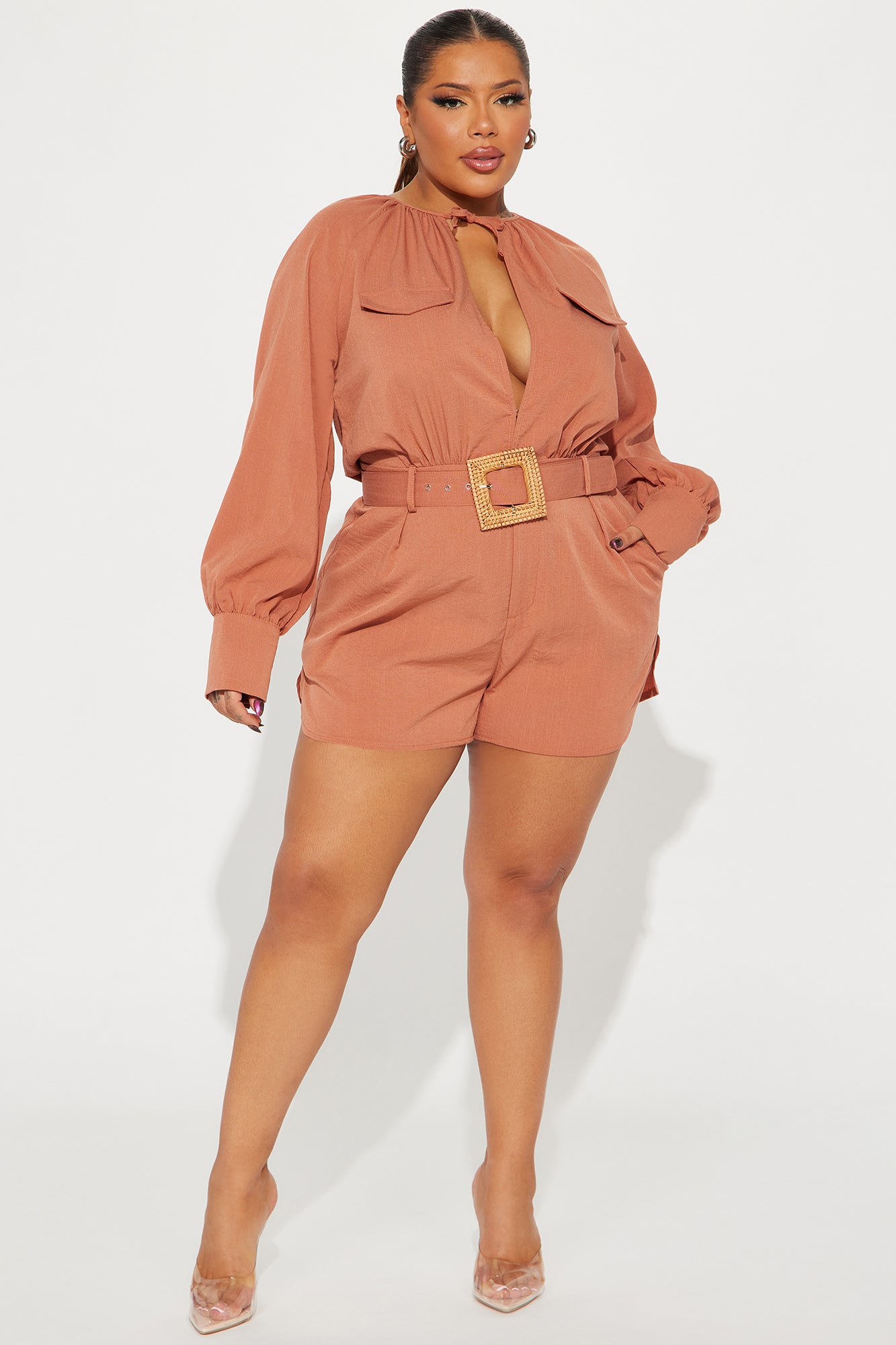 Italian Coast Linen Romper - Rust - Image 5