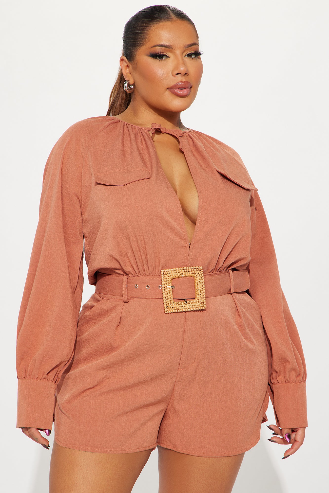 Italian Coast Linen Romper - Rust - Image 4