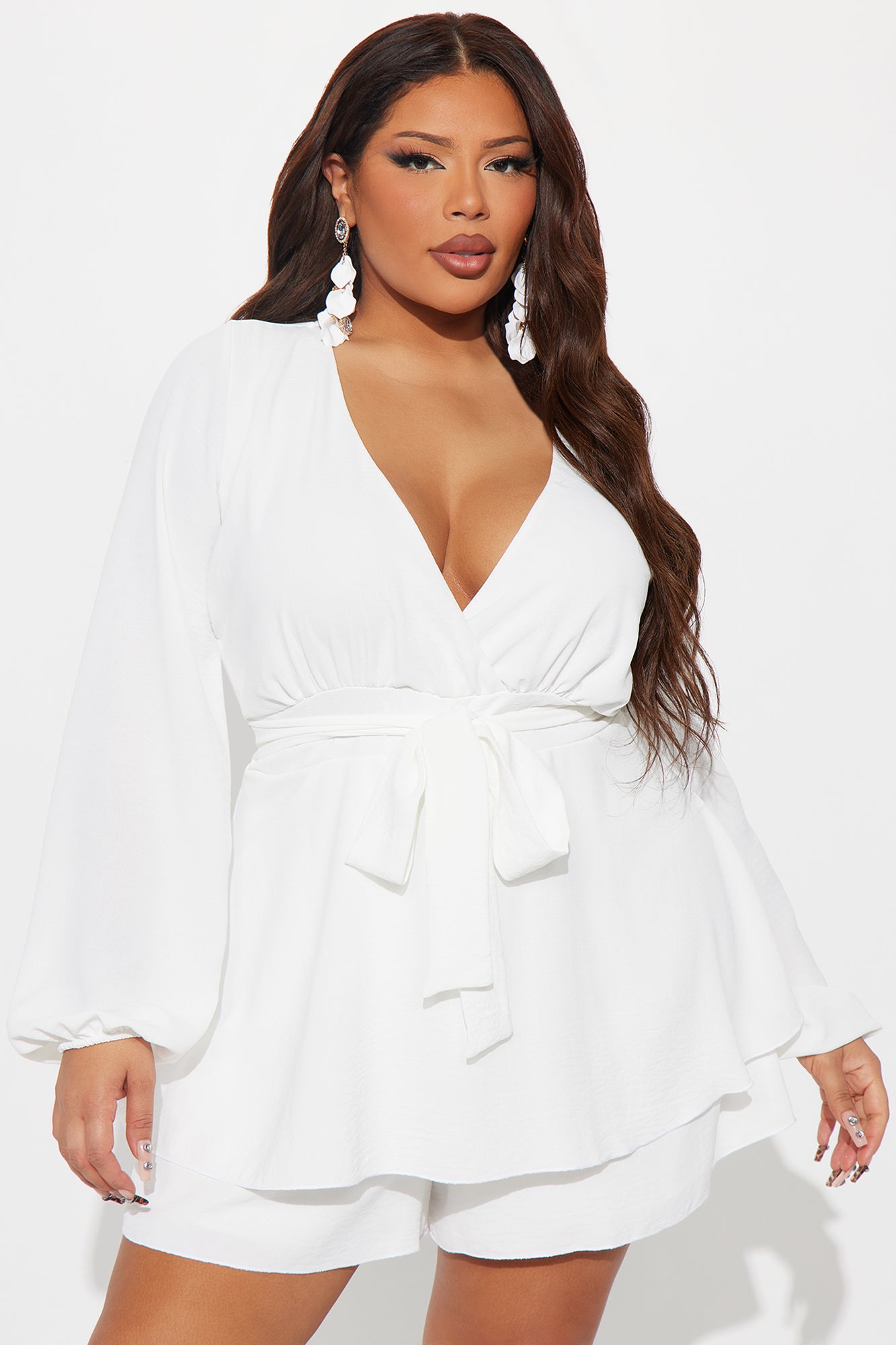 Alessia Long Sleeve Romper - White - Image 4