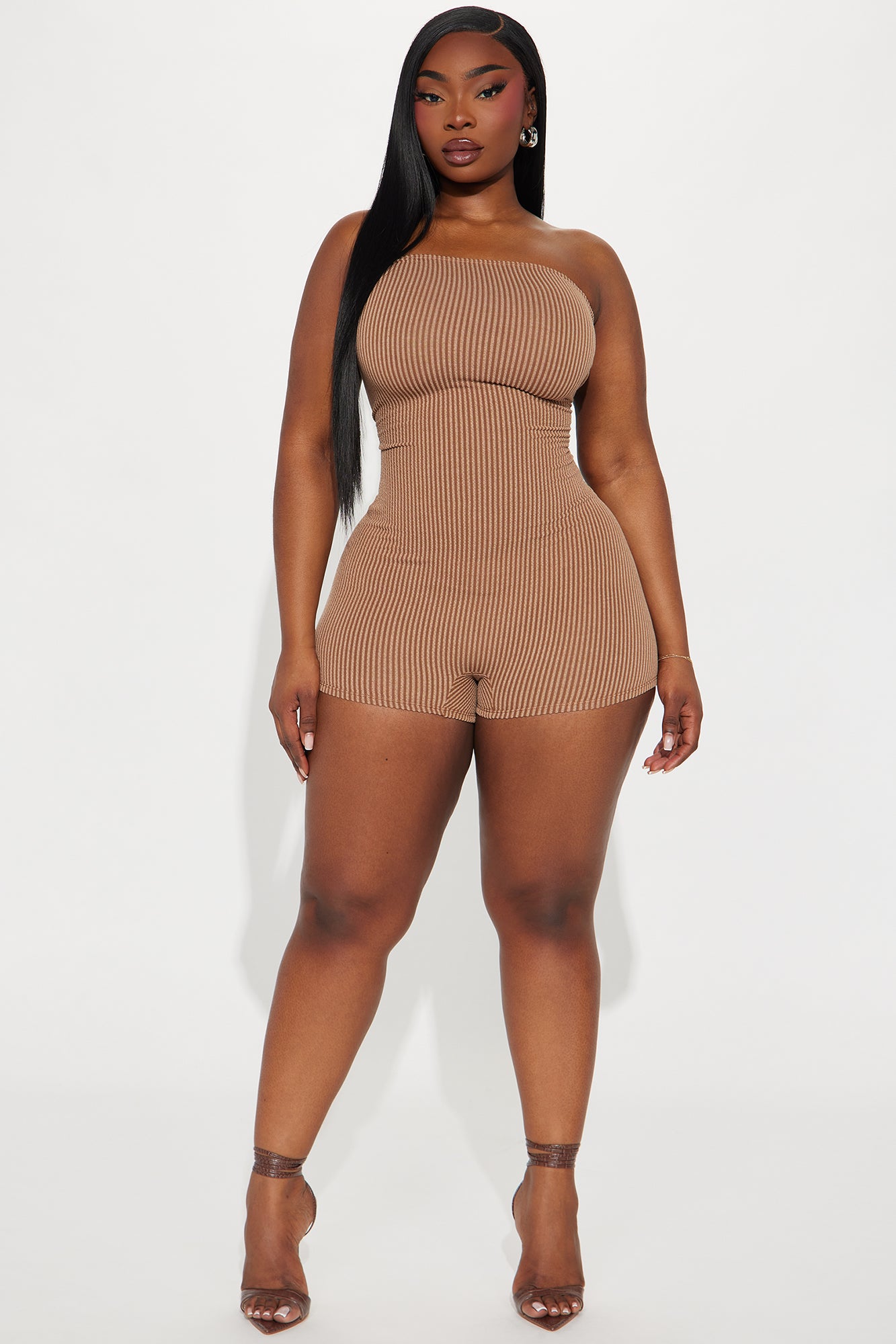 Better Than Ever Ribbed Romper - Brown - Image 5