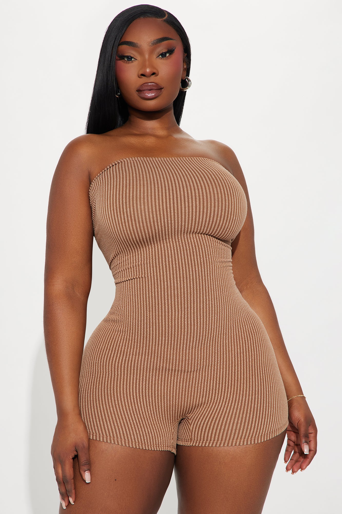 Better Than Ever Ribbed Romper - Brown - Image 4