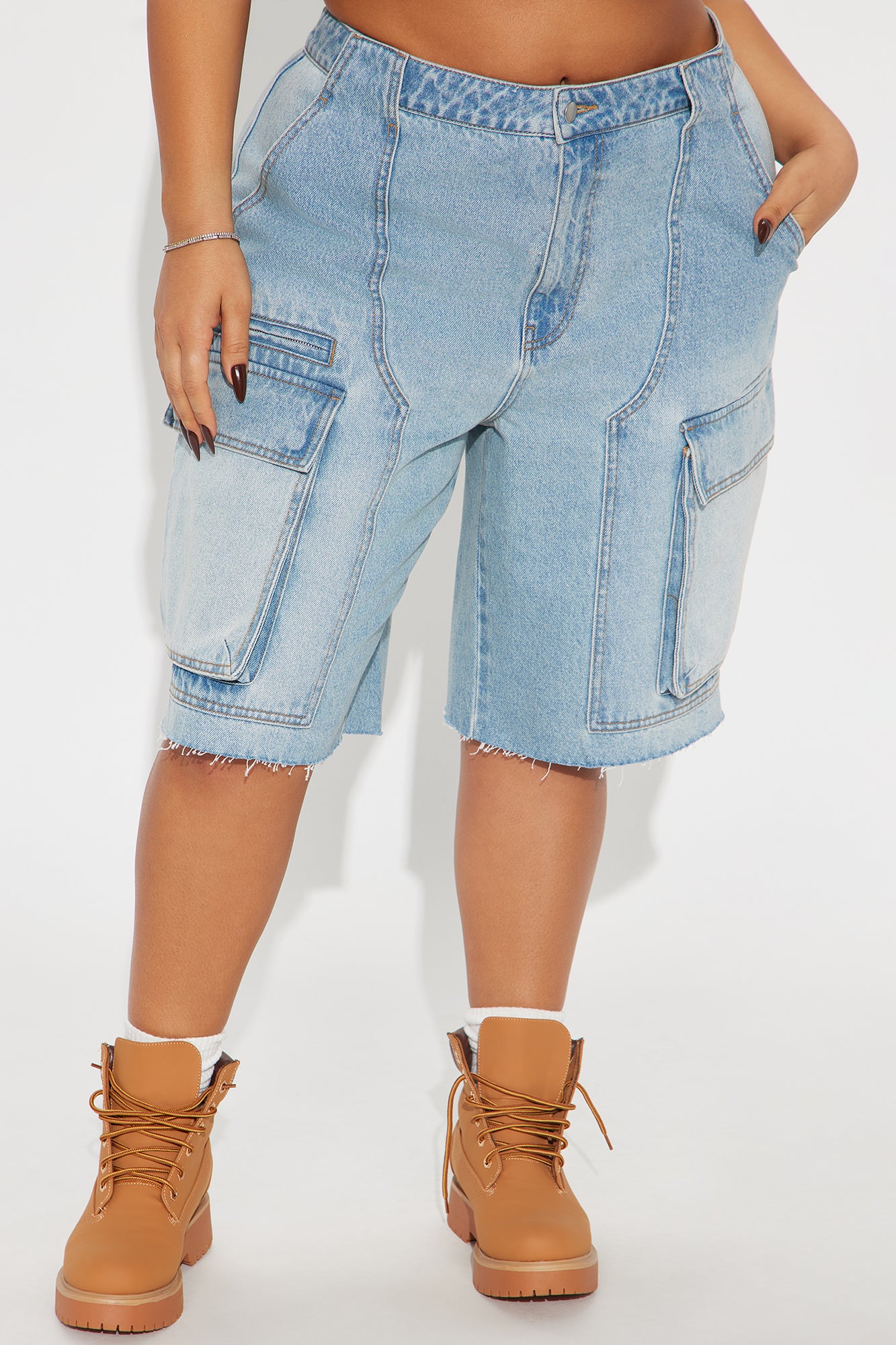 Parker Denim Cargo Jorts - Light Wash - Image 6