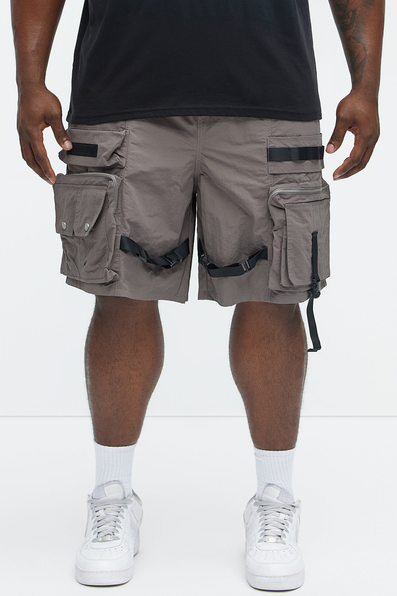 Jaxon Utility Cargo Nylon Shorts - Grey - Image 6