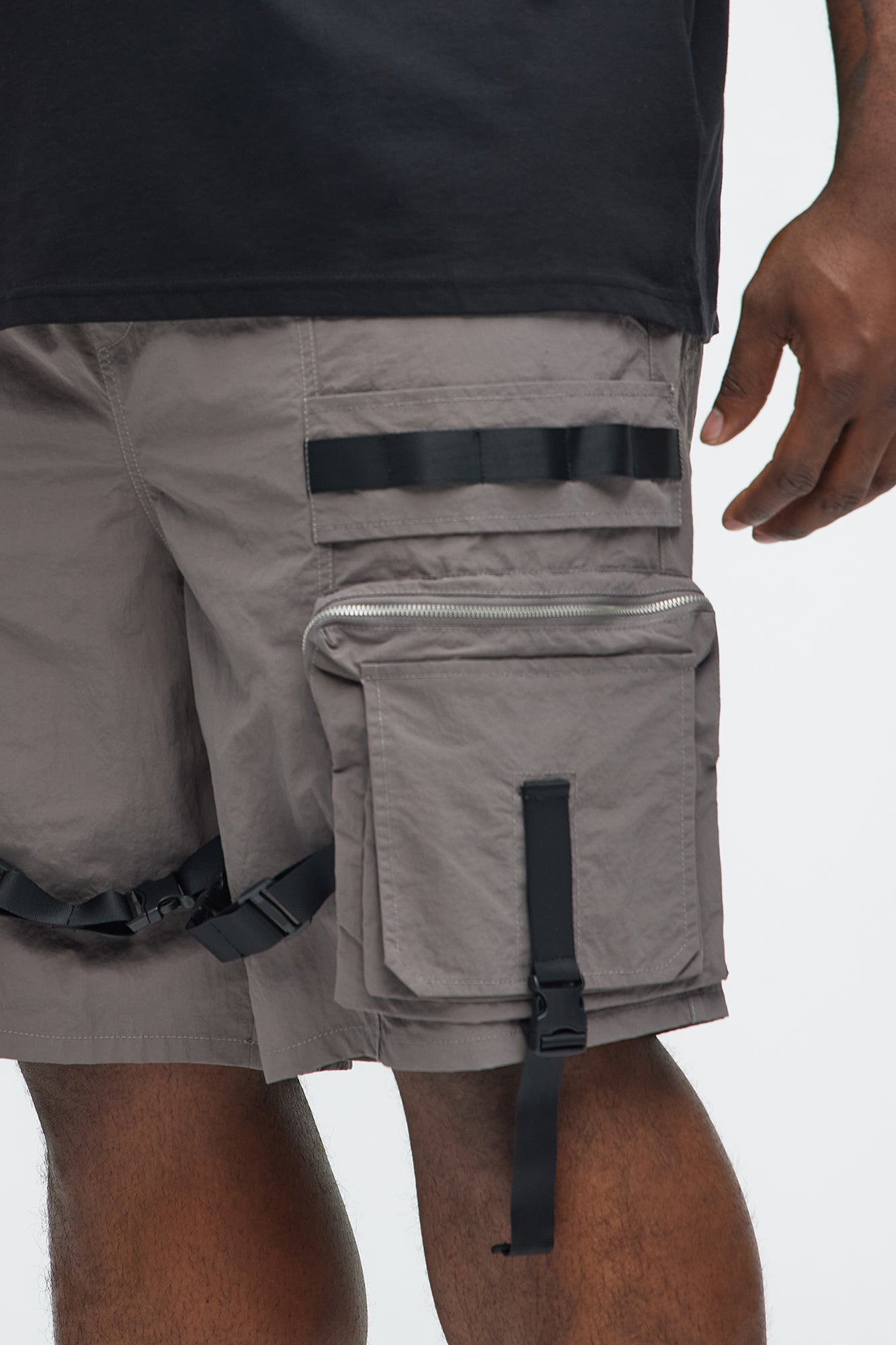 Jaxon Utility Cargo Nylon Shorts - Grey - Image 8