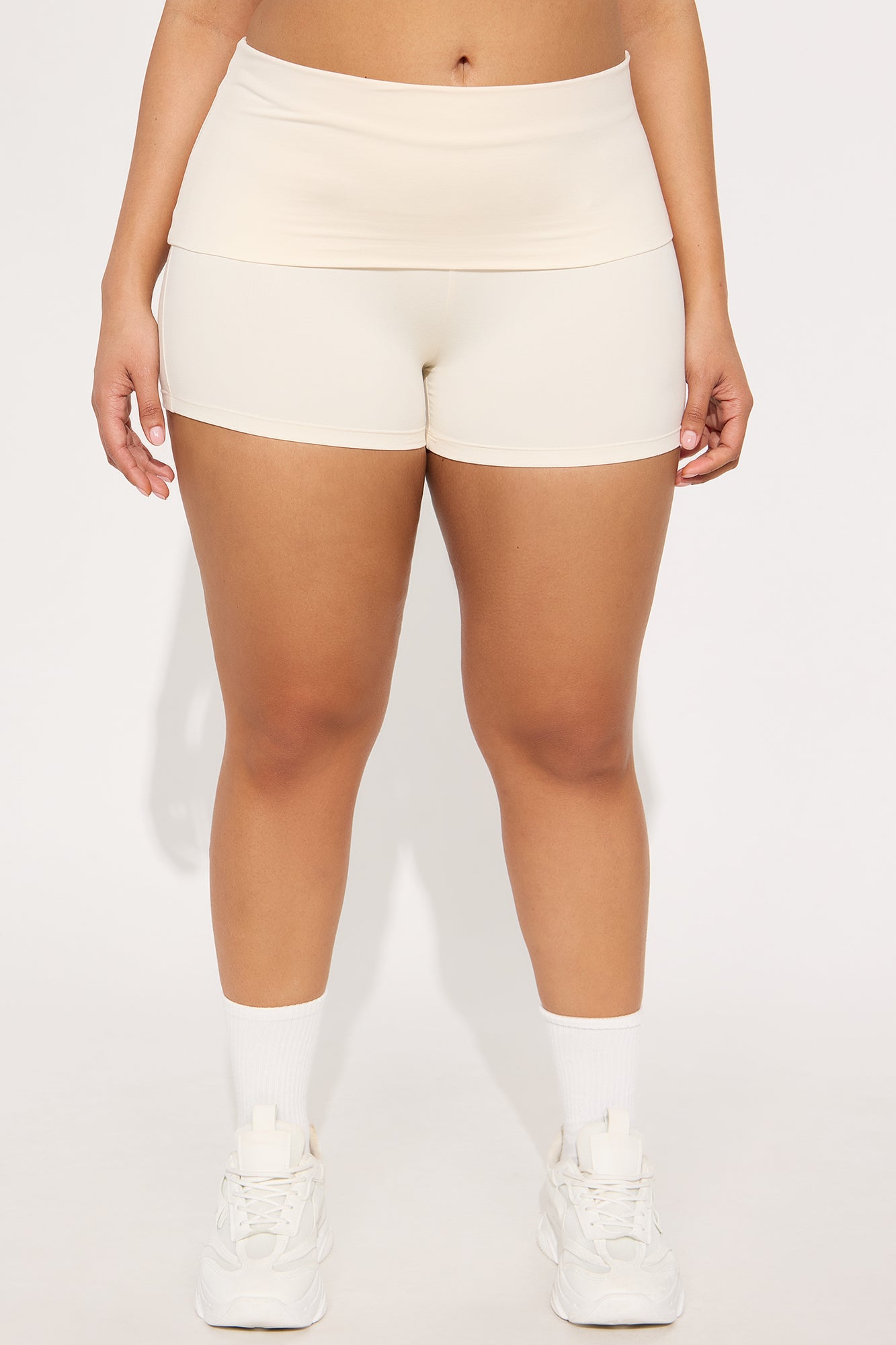 Calm And Collected Active Fold Over Short - Cream - Image 5