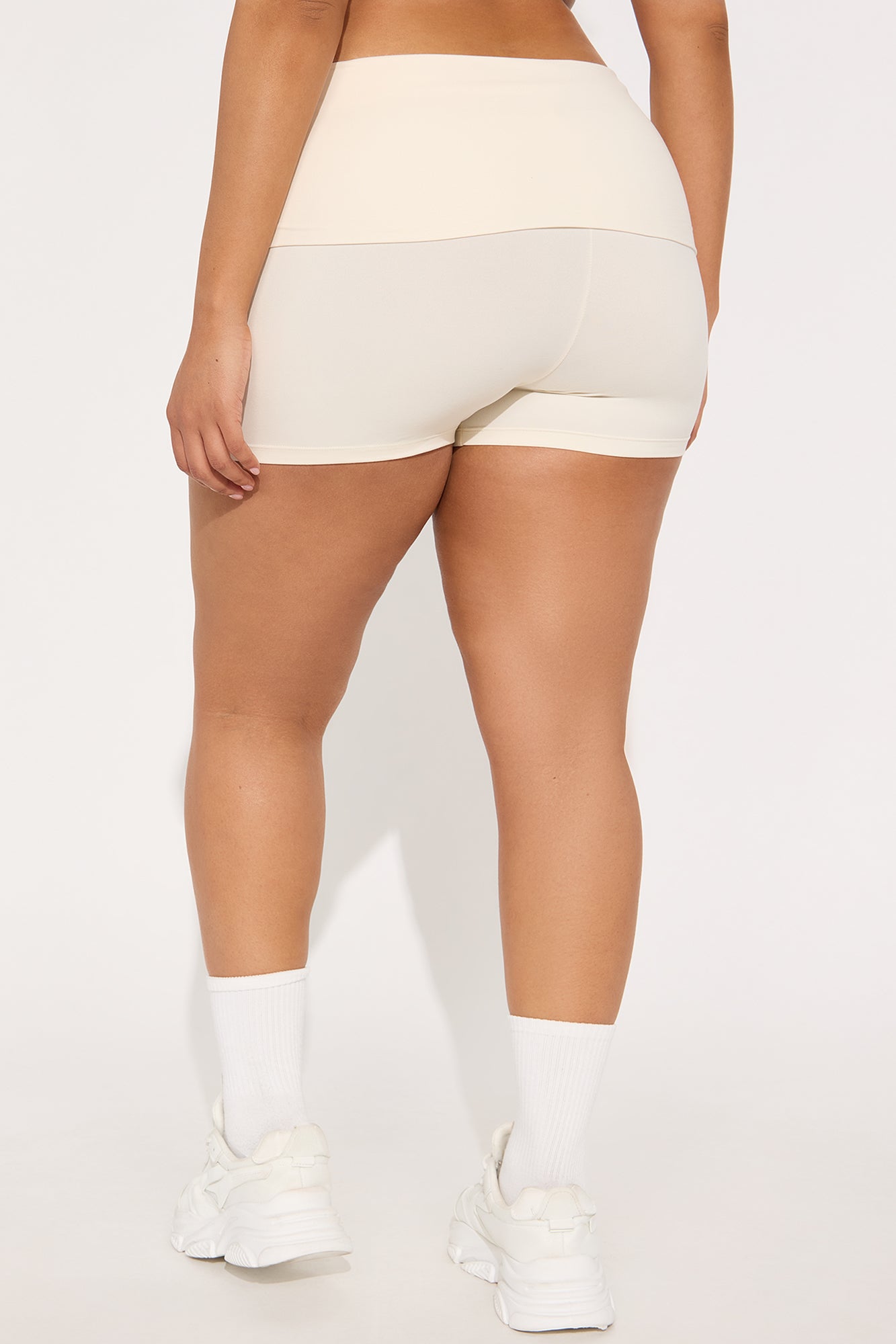 Calm And Collected Active Fold Over Short - Cream - Image 6