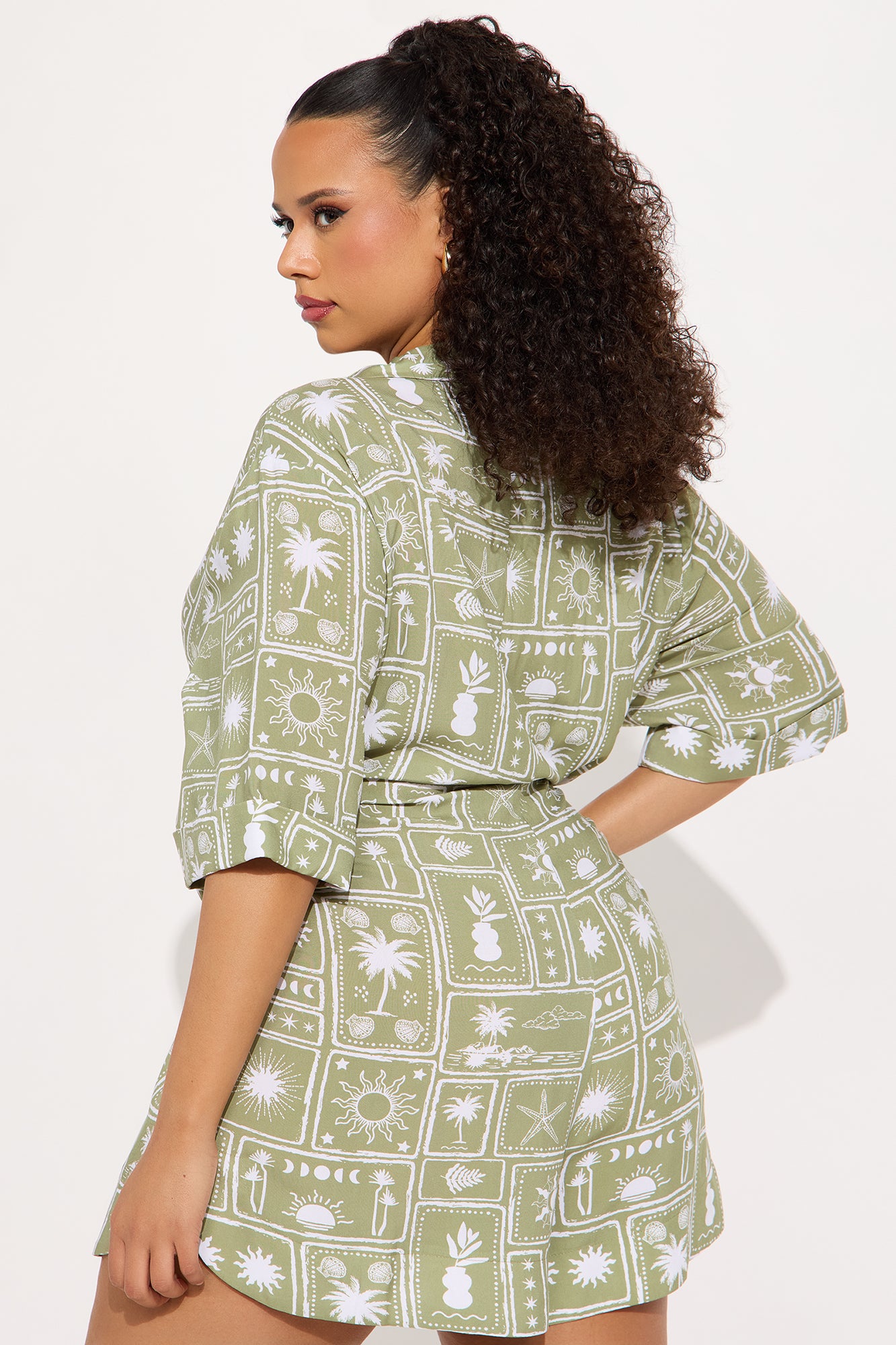 Carrie Button Up Romper - Olive/combo - Image 6