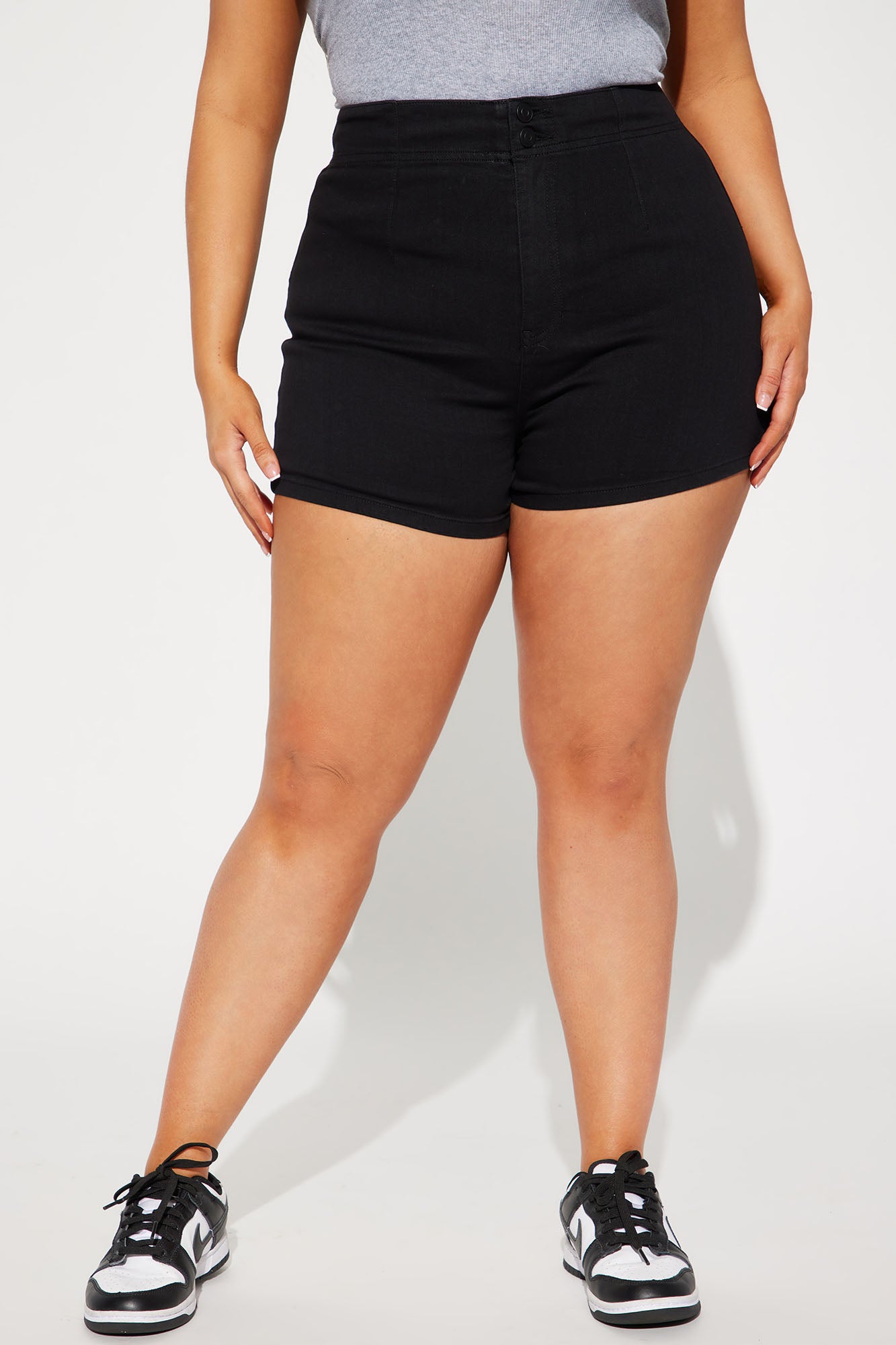 Super Stretch Curvy Denim Shorts - Black - Image 5