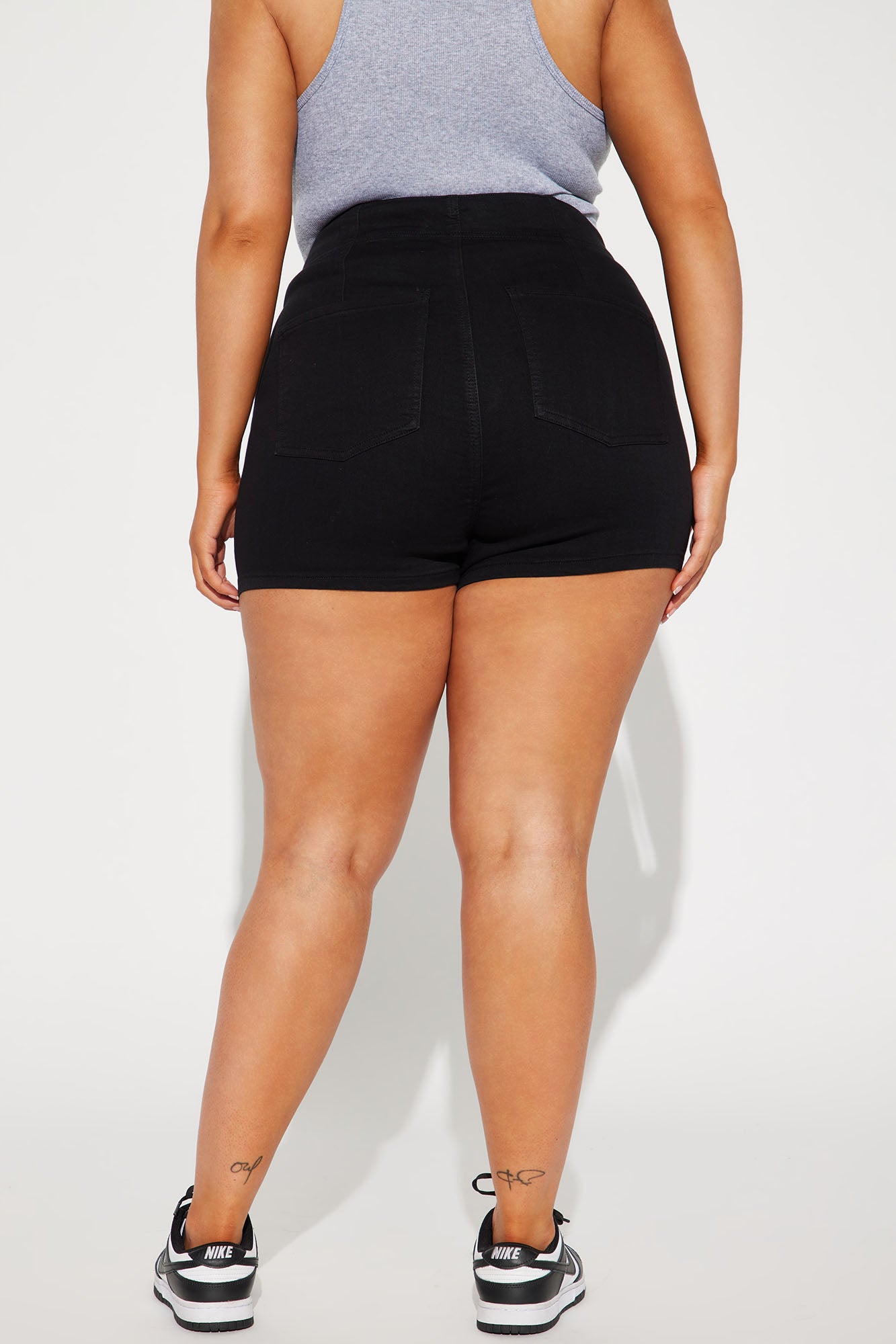 Super Stretch Curvy Denim Shorts - Black - Image 6