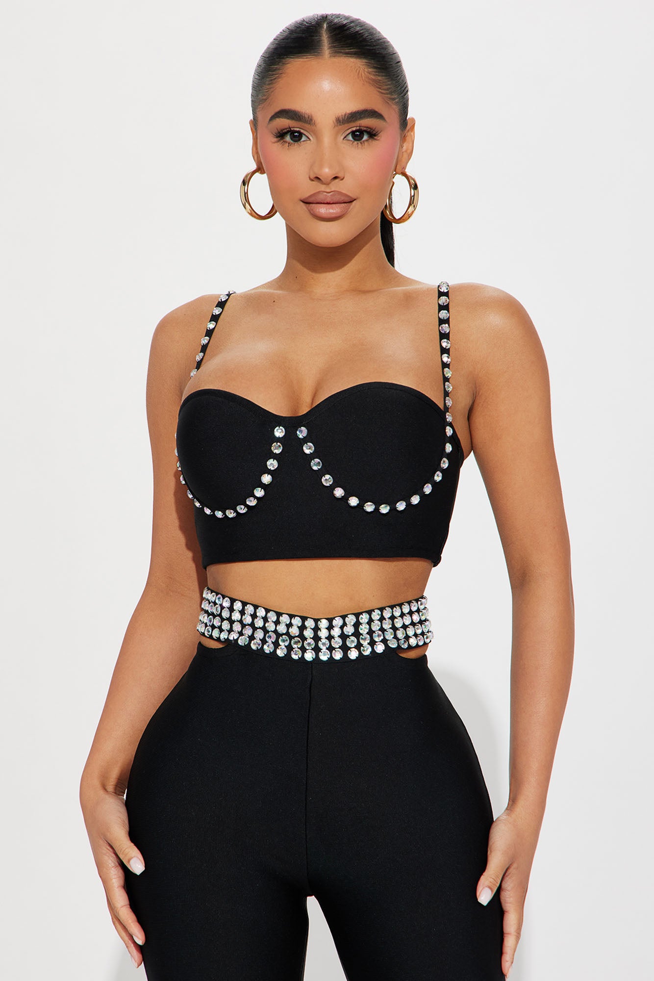 Stud At The Club Pant Set - Black - Image 3