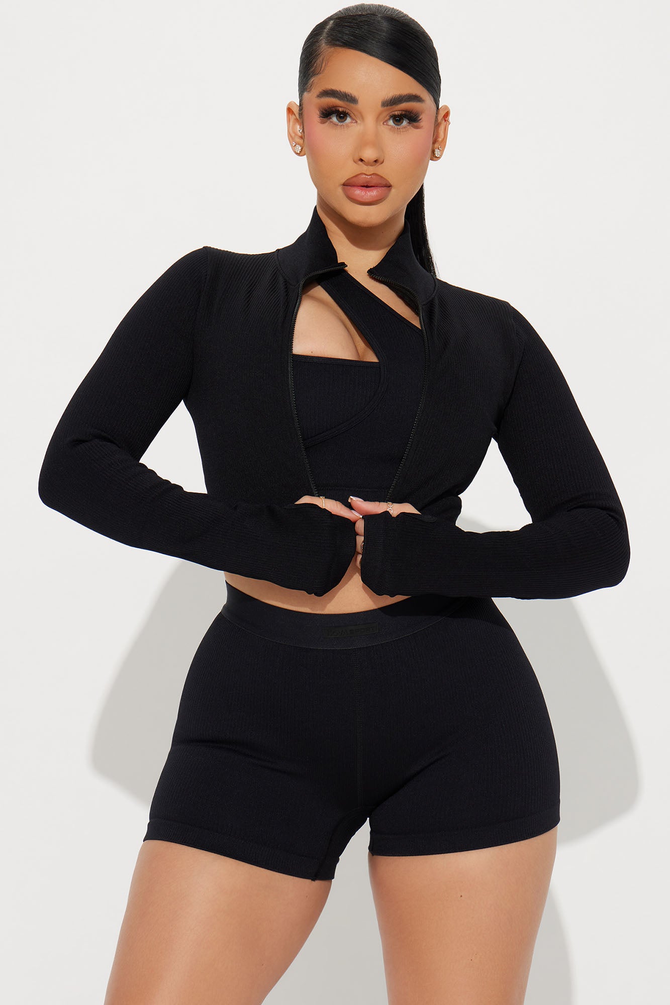 Effortless Ribbed Jacket - Black - Image 4