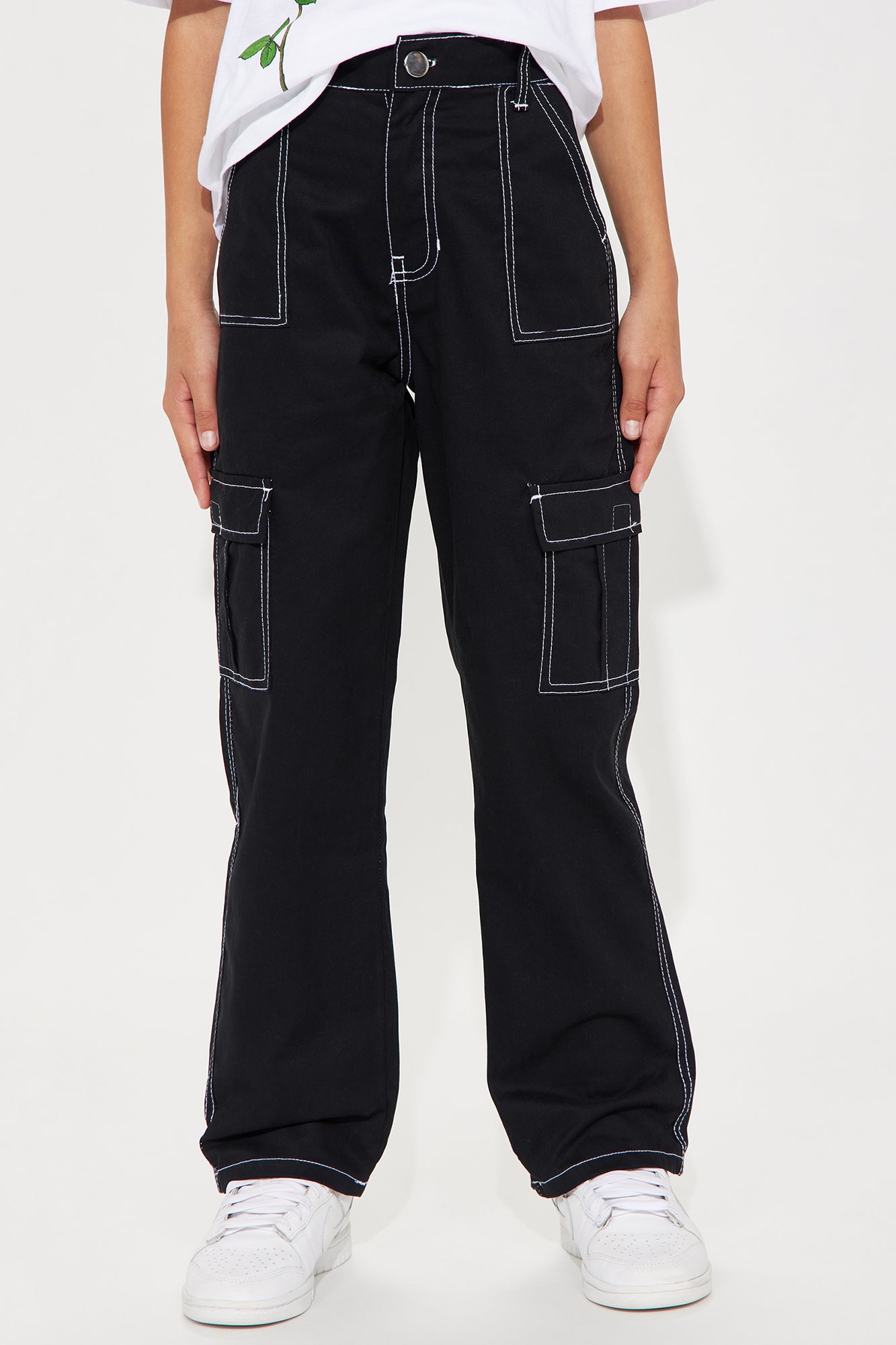 Mini Contrast Cargo Twill Pant - Black - Image 3