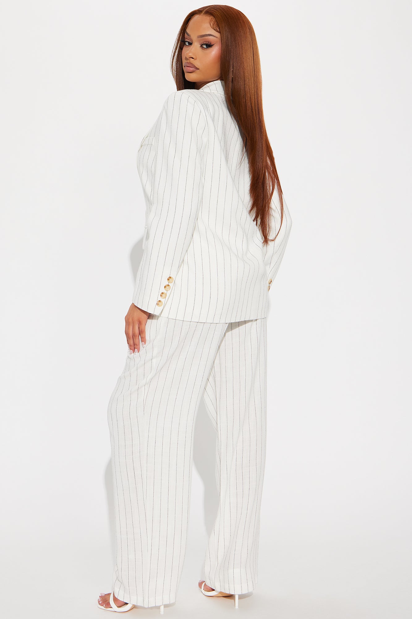Leah Linen Blazer Pant Set - Ivory - Image 3