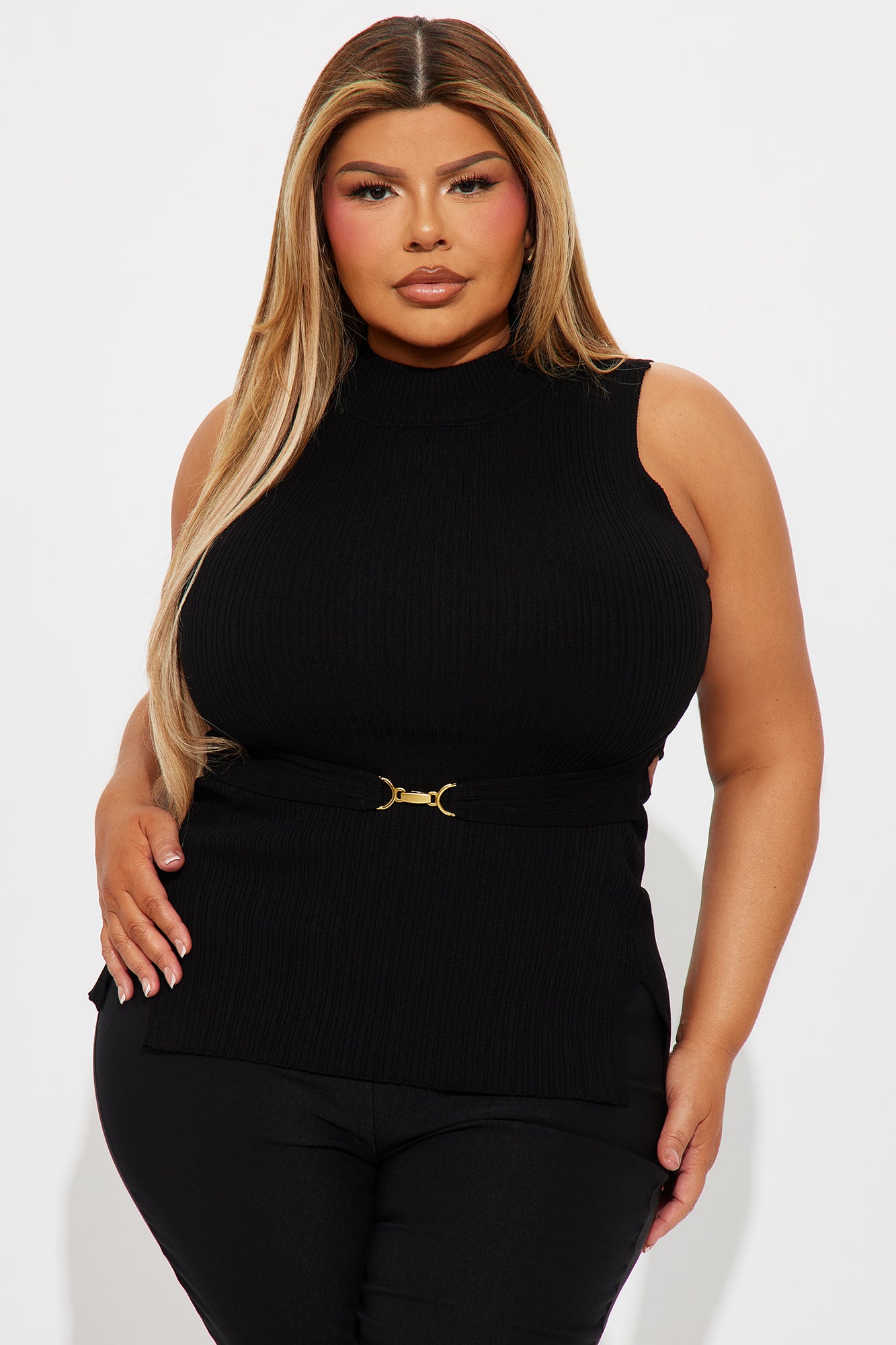 Autumn Ribbed Turtle Neck Top - Black - Image 5