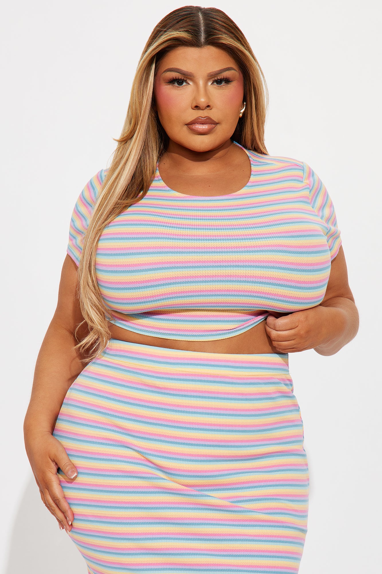 Chasing Rainbows Midi Skirt Set - Multi Color - Image 5
