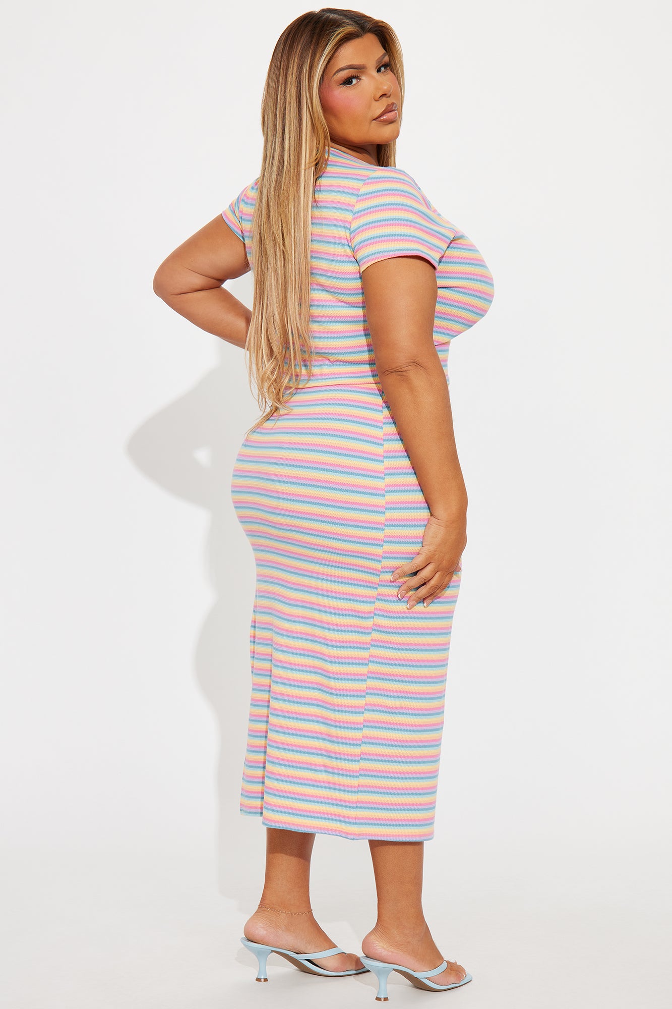 Chasing Rainbows Midi Skirt Set - Multi Color - Image 6