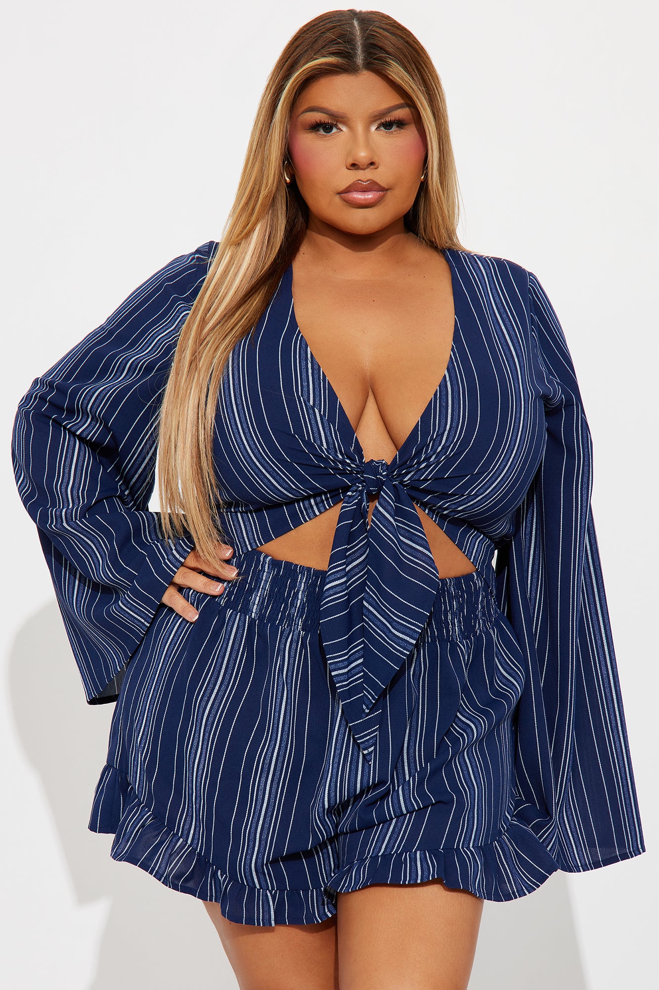 Tulum Stripe Romper - Navy - Image 5