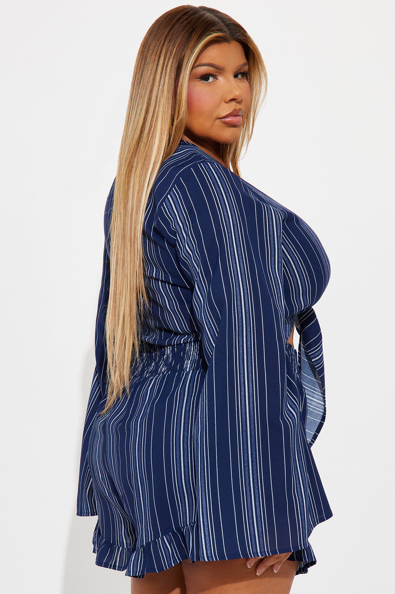 Tulum Stripe Romper - Navy - Image 6