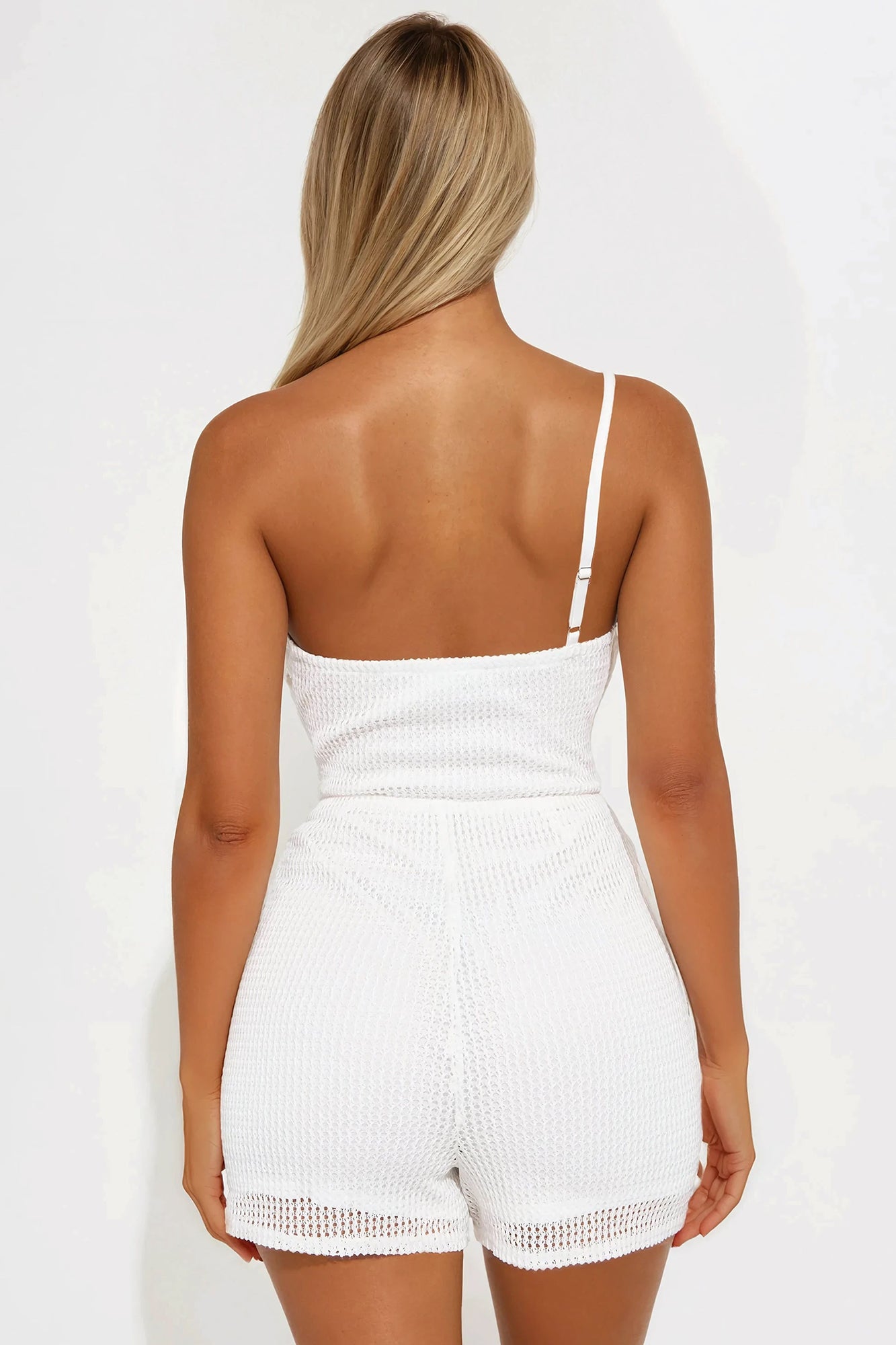 Carissa Crochet One Shoulder Romper - White - Image 3