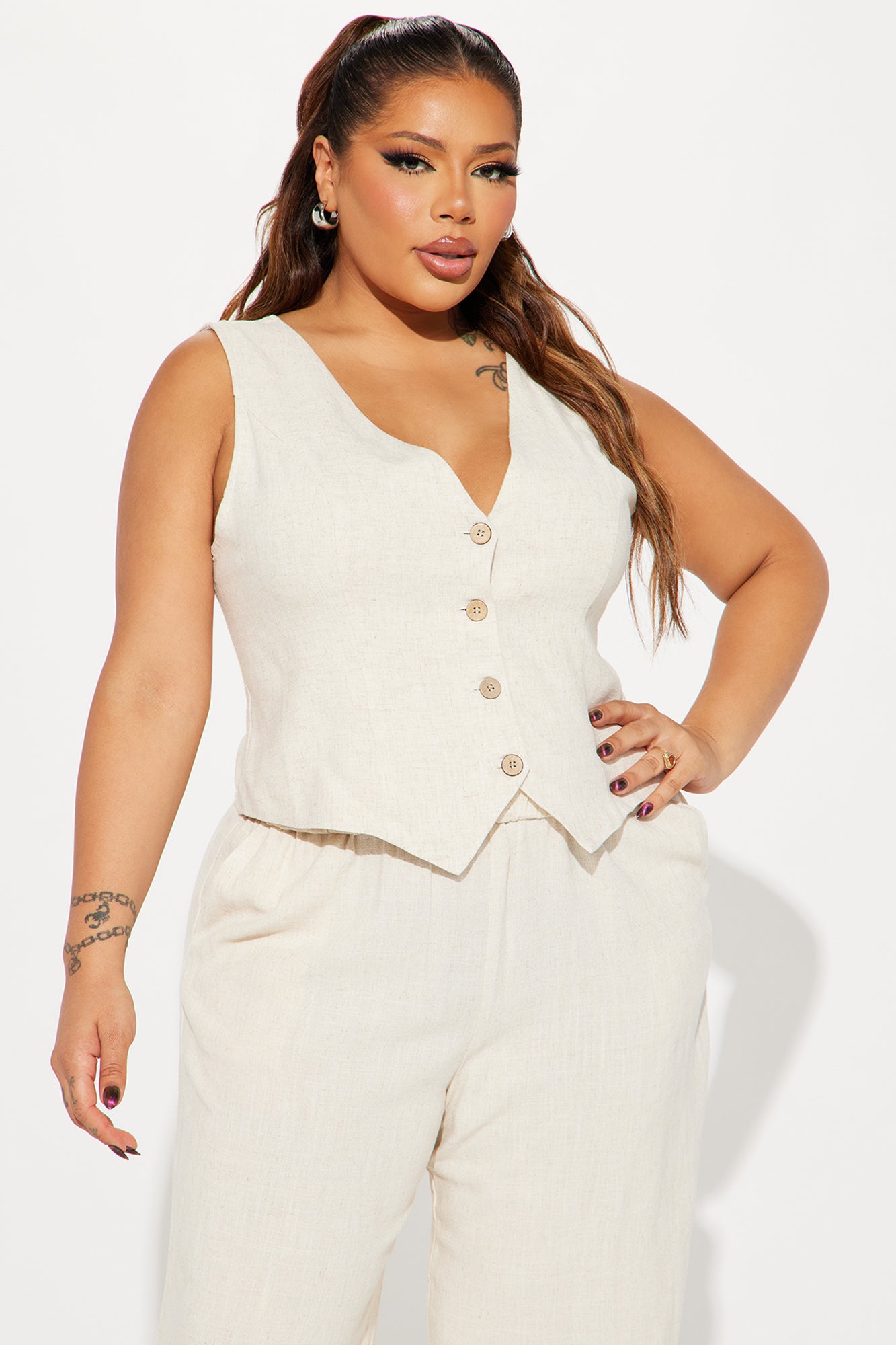 Better Off Linen Pant Set - Khaki - Image 6