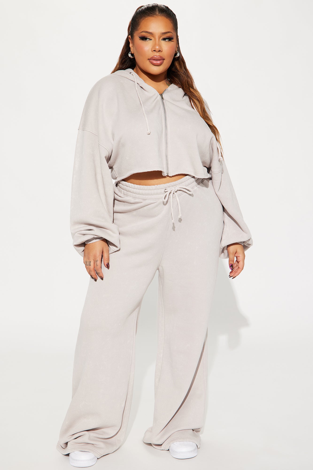 On The Go Fleece Pant Set - Taupe - Image 6