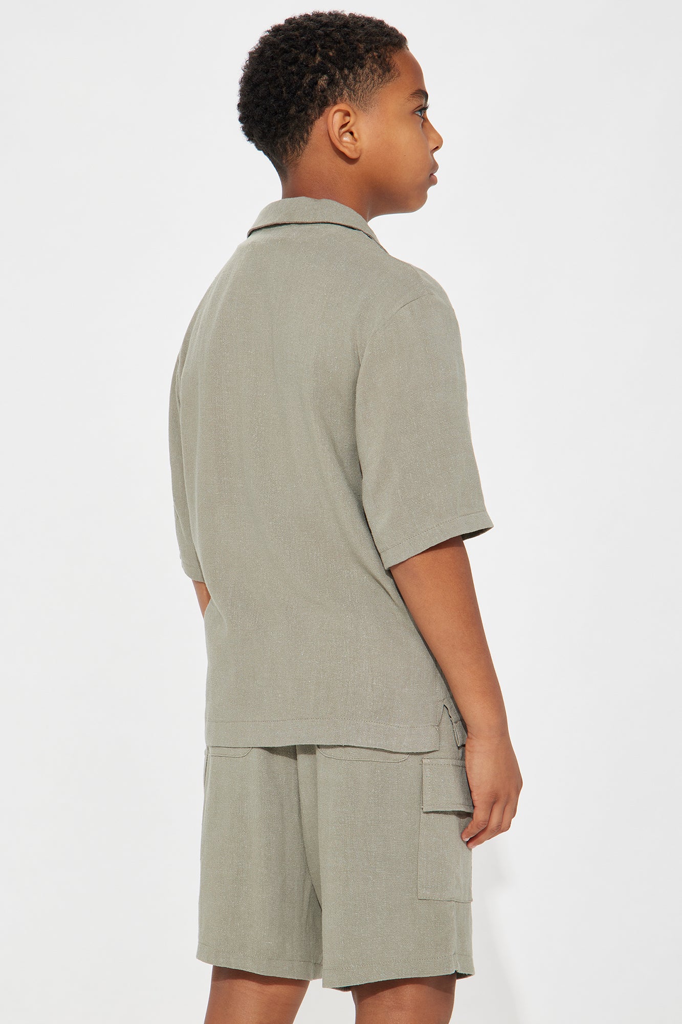 Mini Ashford Linen Shirt - Olive - Image 3