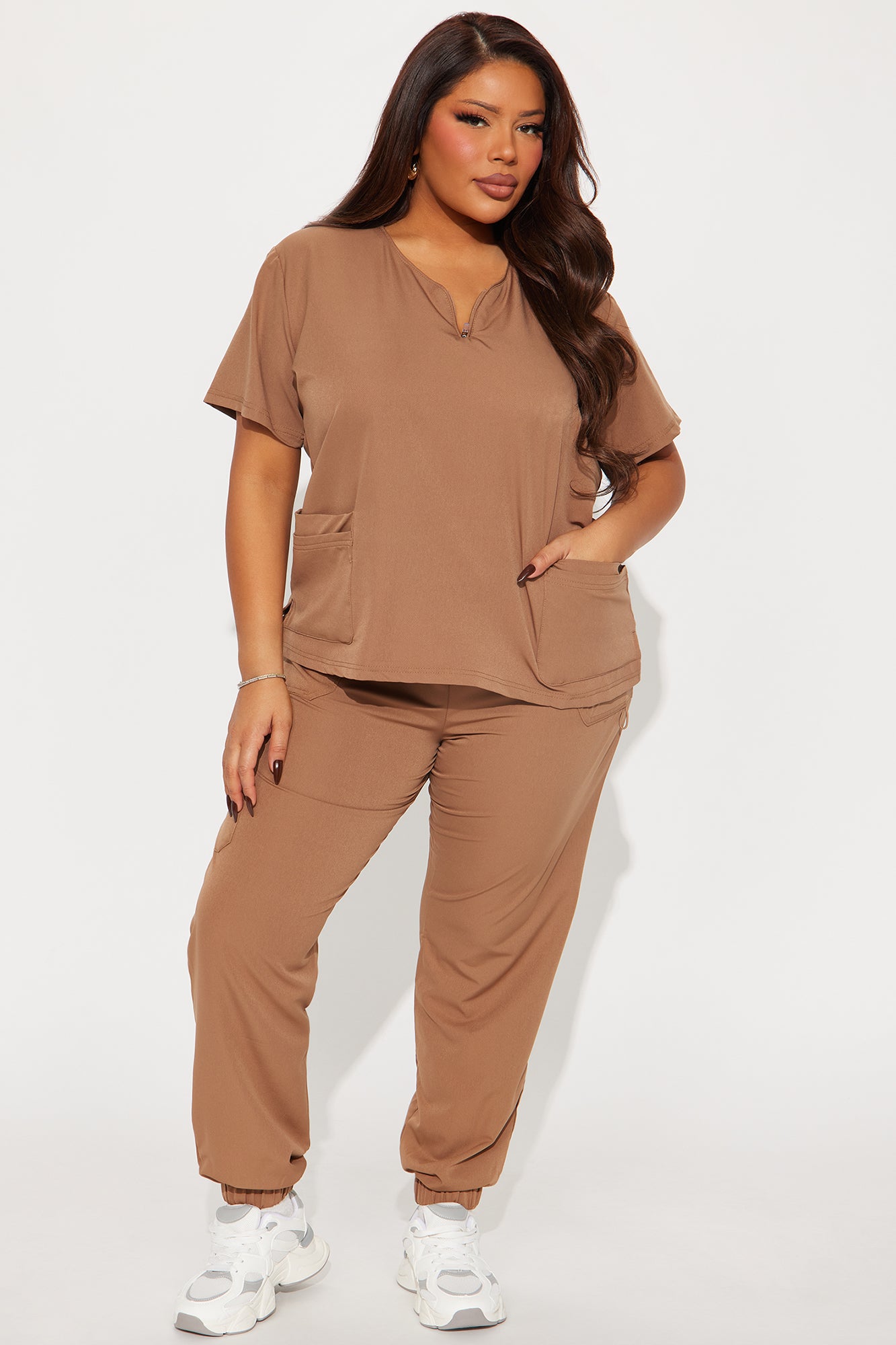On The Daily 4 Way Stretch Scrub Uniform Jogger Set - Chocolate - Image 4
