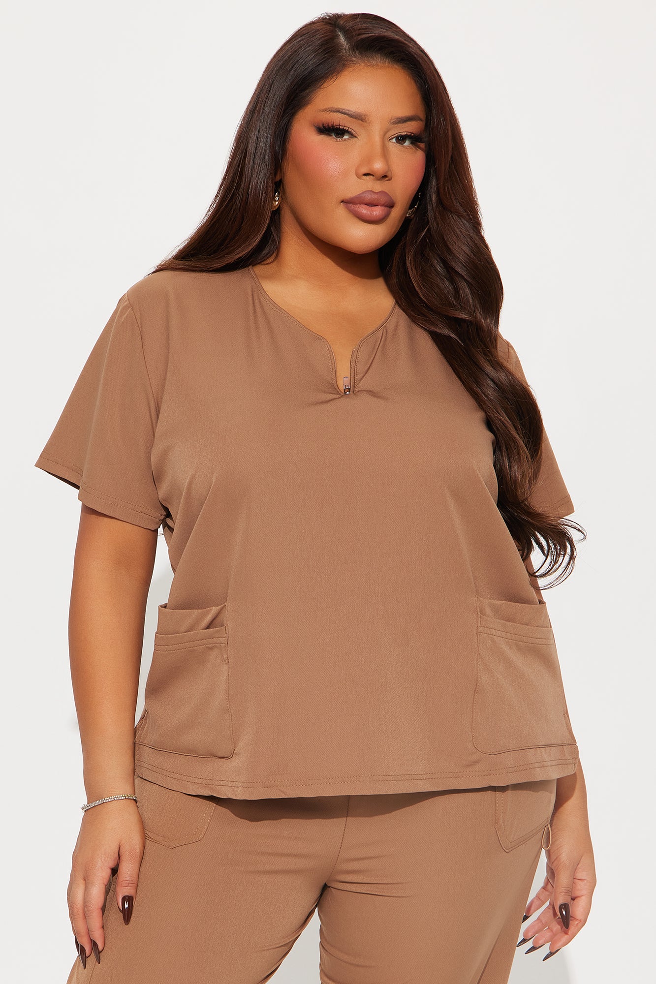 On The Daily 4 Way Stretch Scrub Uniform Jogger Set - Chocolate - Image 5