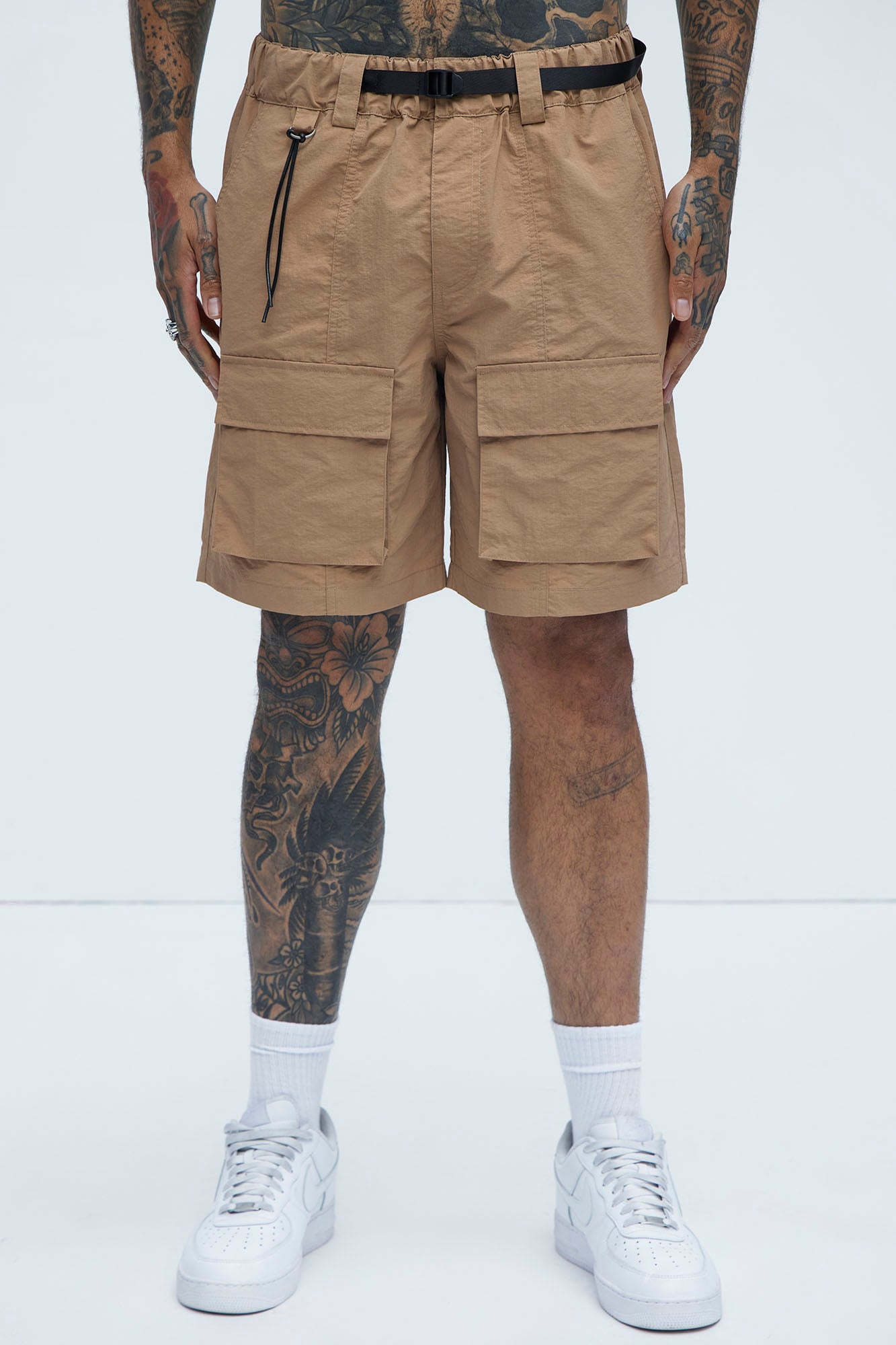 Adjustable Ripstop Cargo Shorts - Tan - Image 3