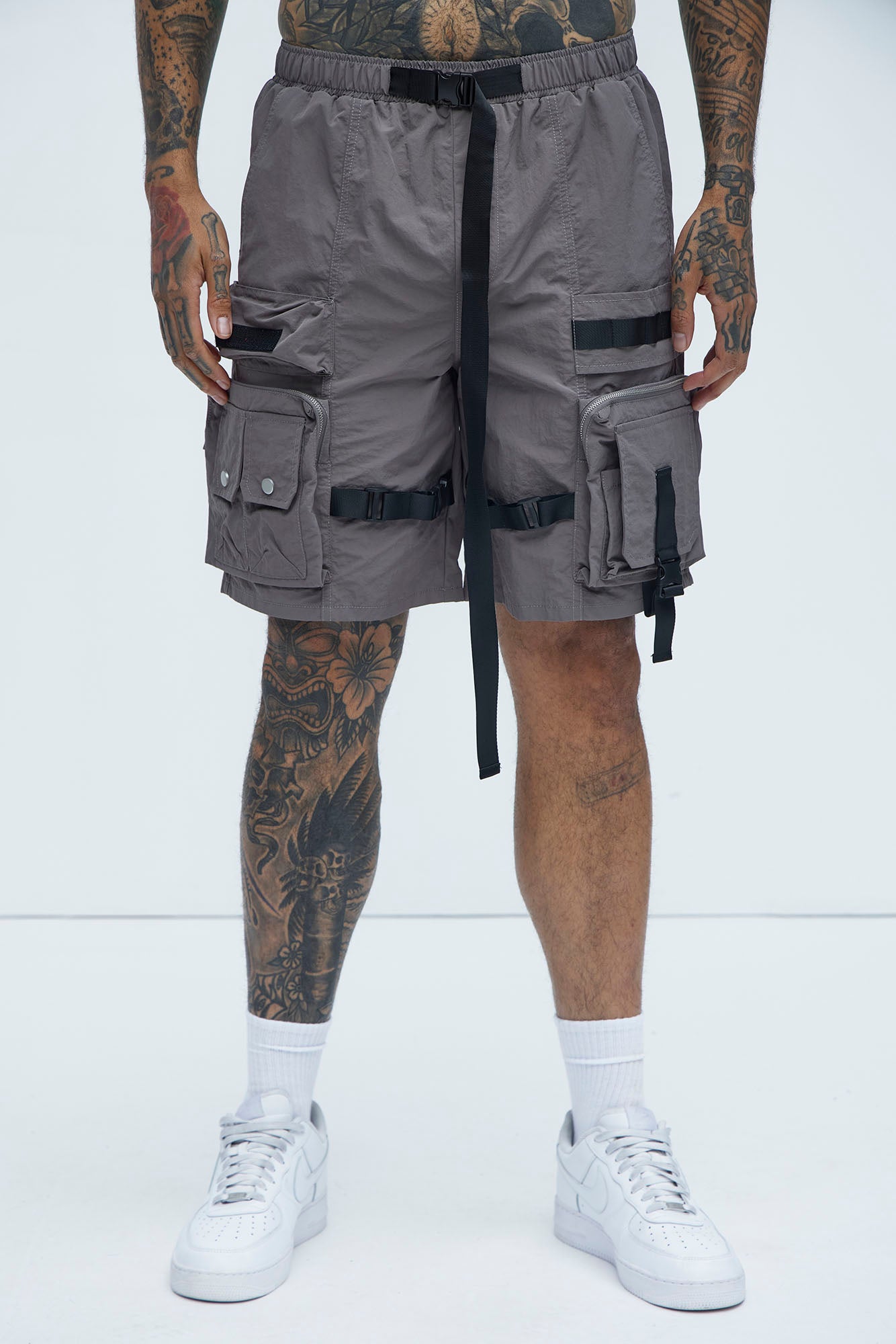 Jaxon Utility Cargo Nylon Shorts - Grey - Image 3
