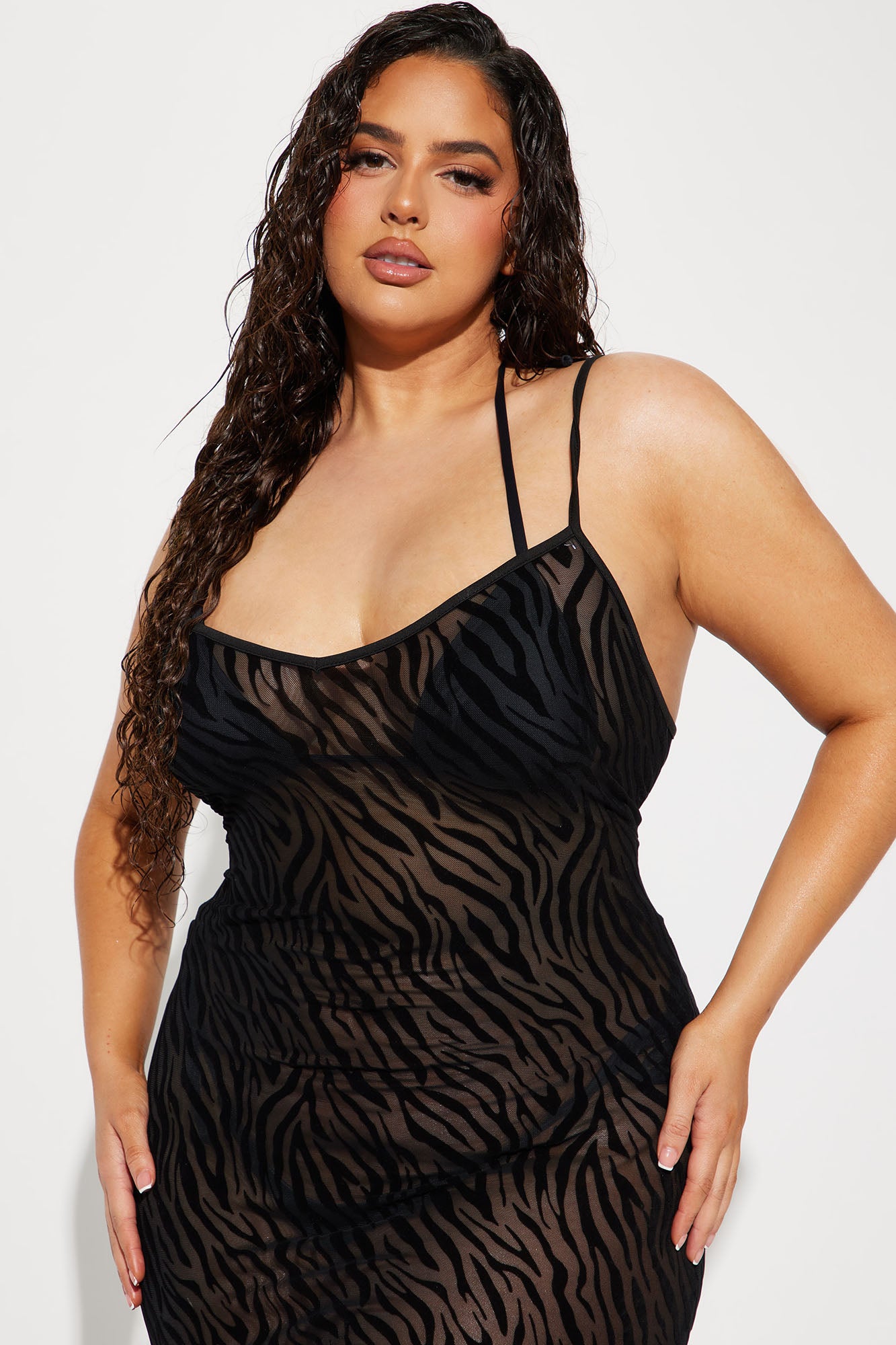 Ayesha Mesh Cover Up Maxi Dress - Black - Image 5