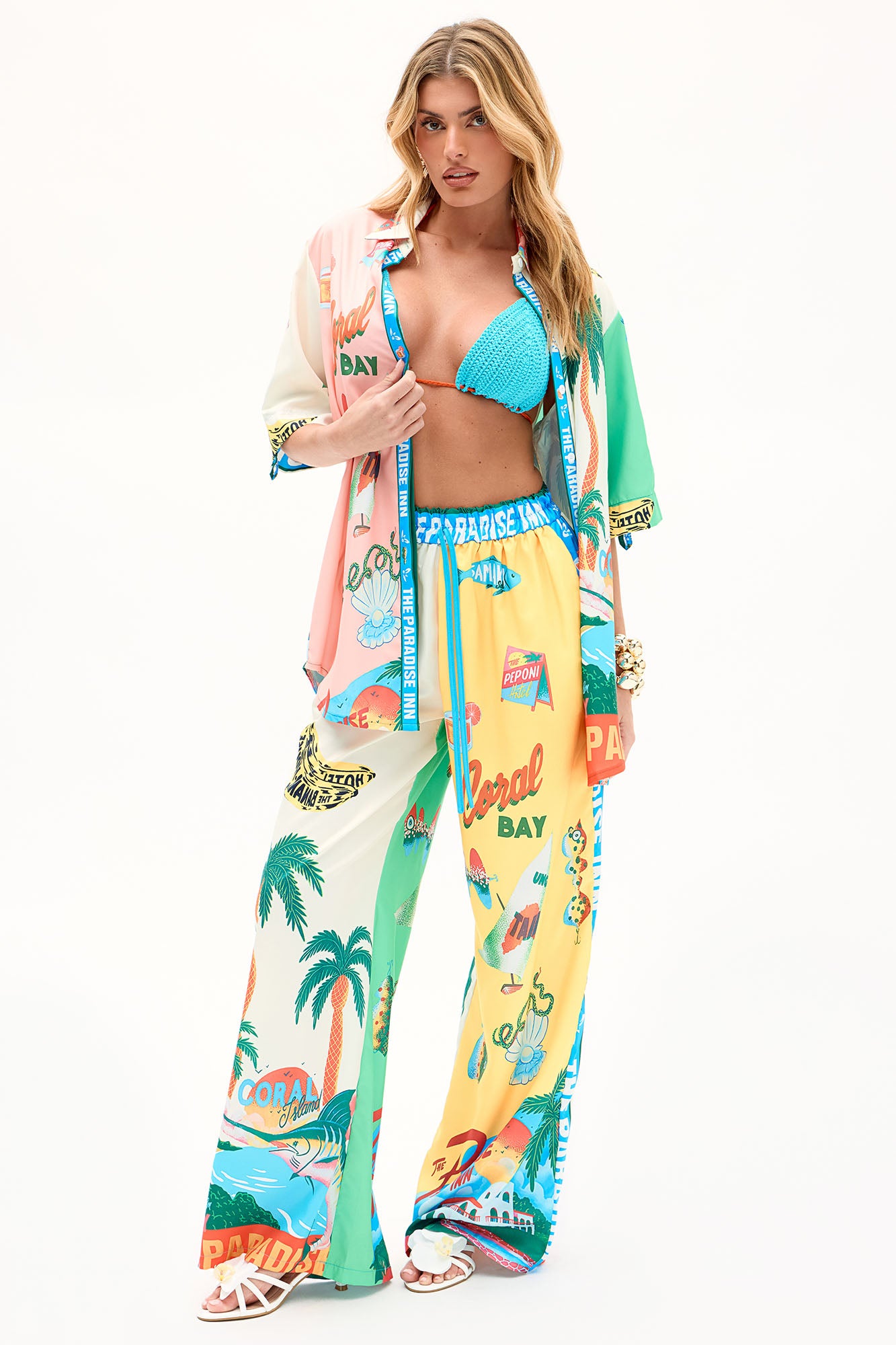 Paradise Inn Satin Pant Set - Multi Color - Image 4