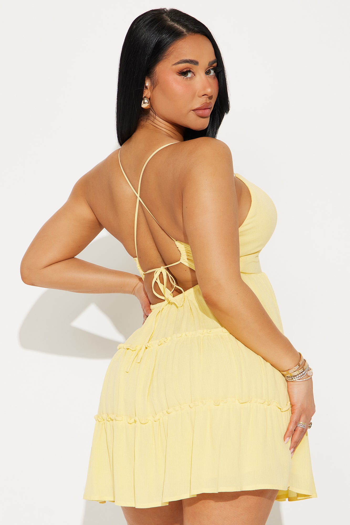 Zya Tiered Mini Dress - Yellow - Image 3