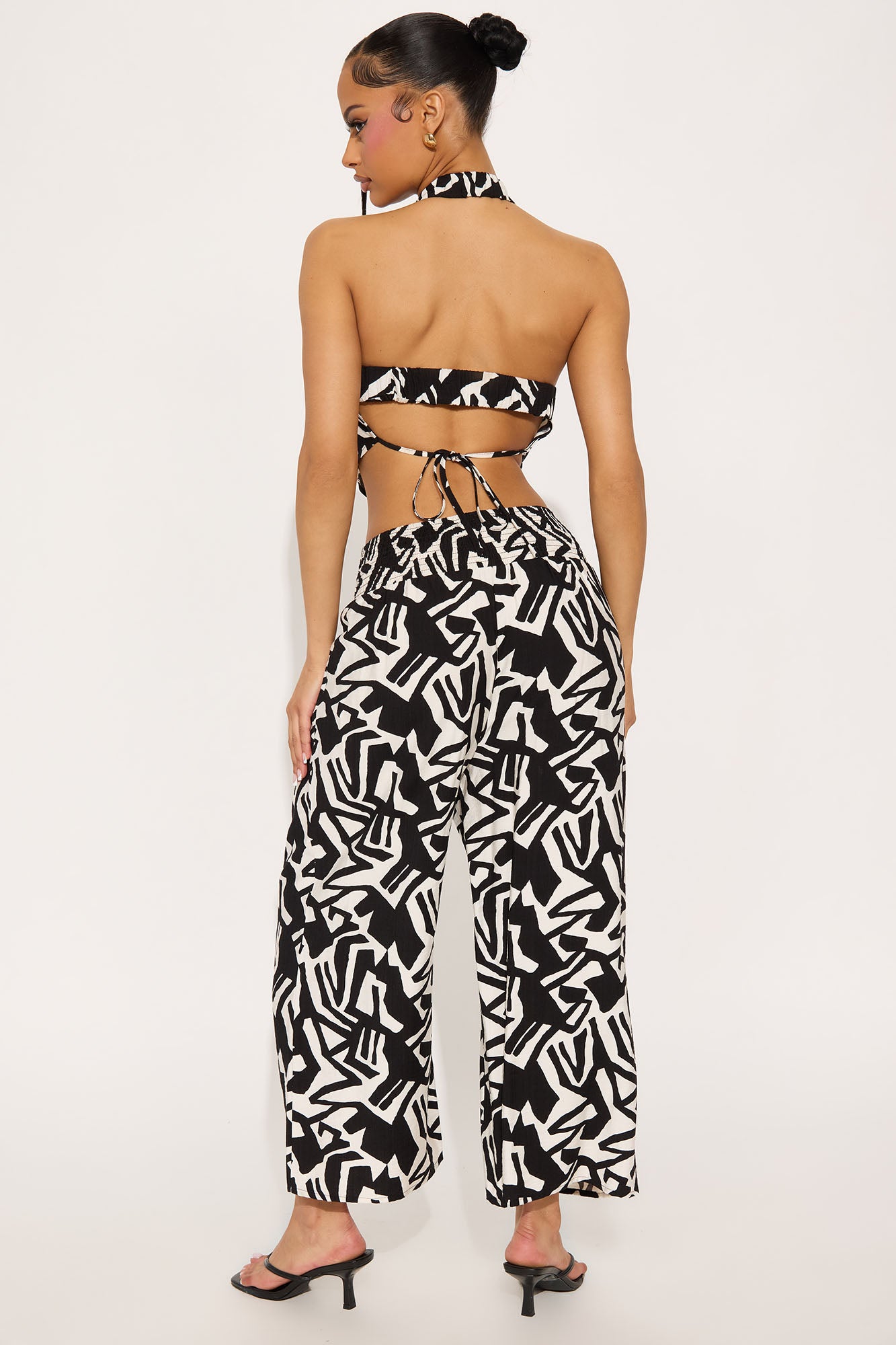 Vacay Vibe Linen Capri Set - Black/combo - Image 3