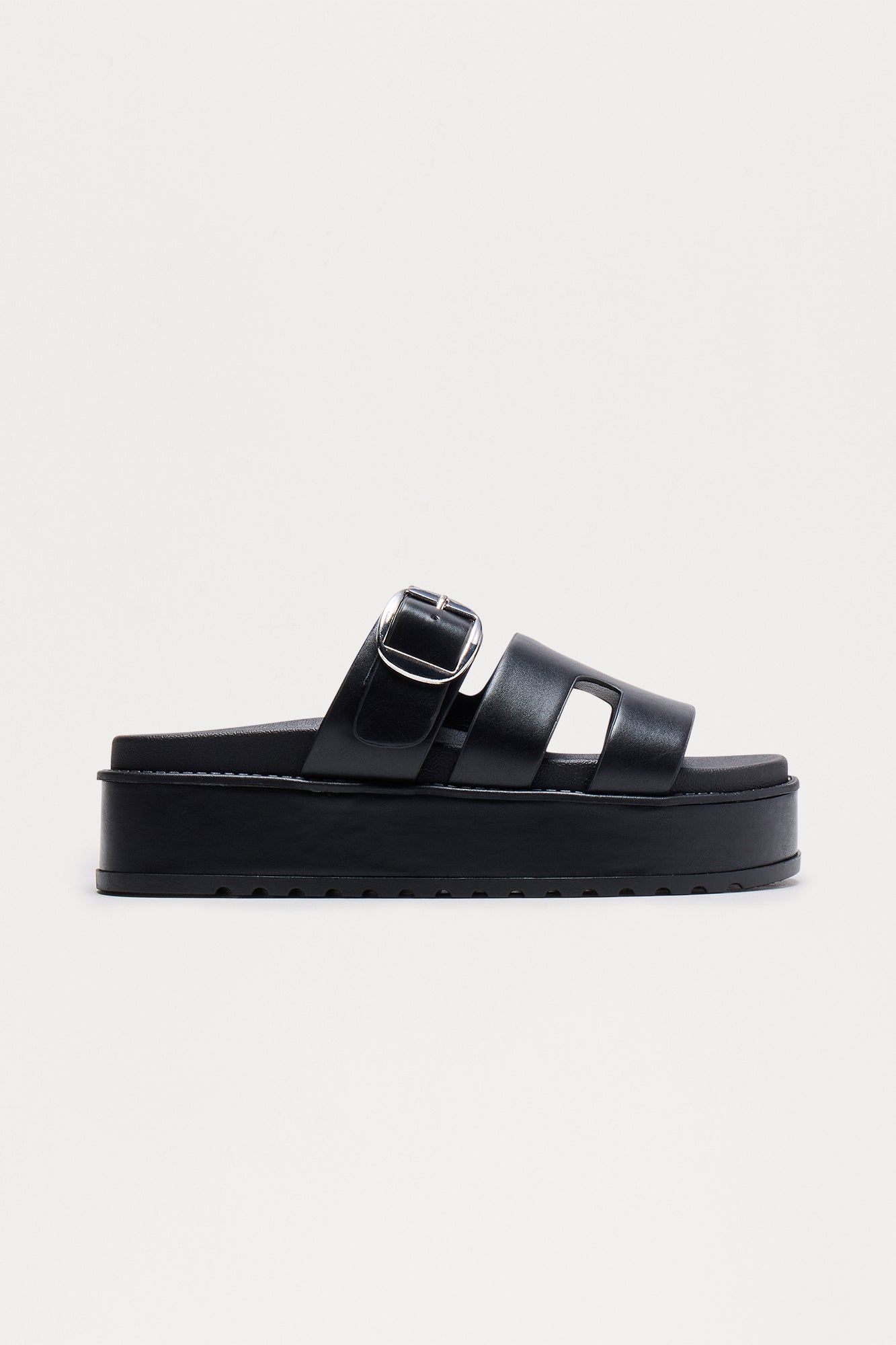 Samson Buckle Platform Slides - Black - Image 3