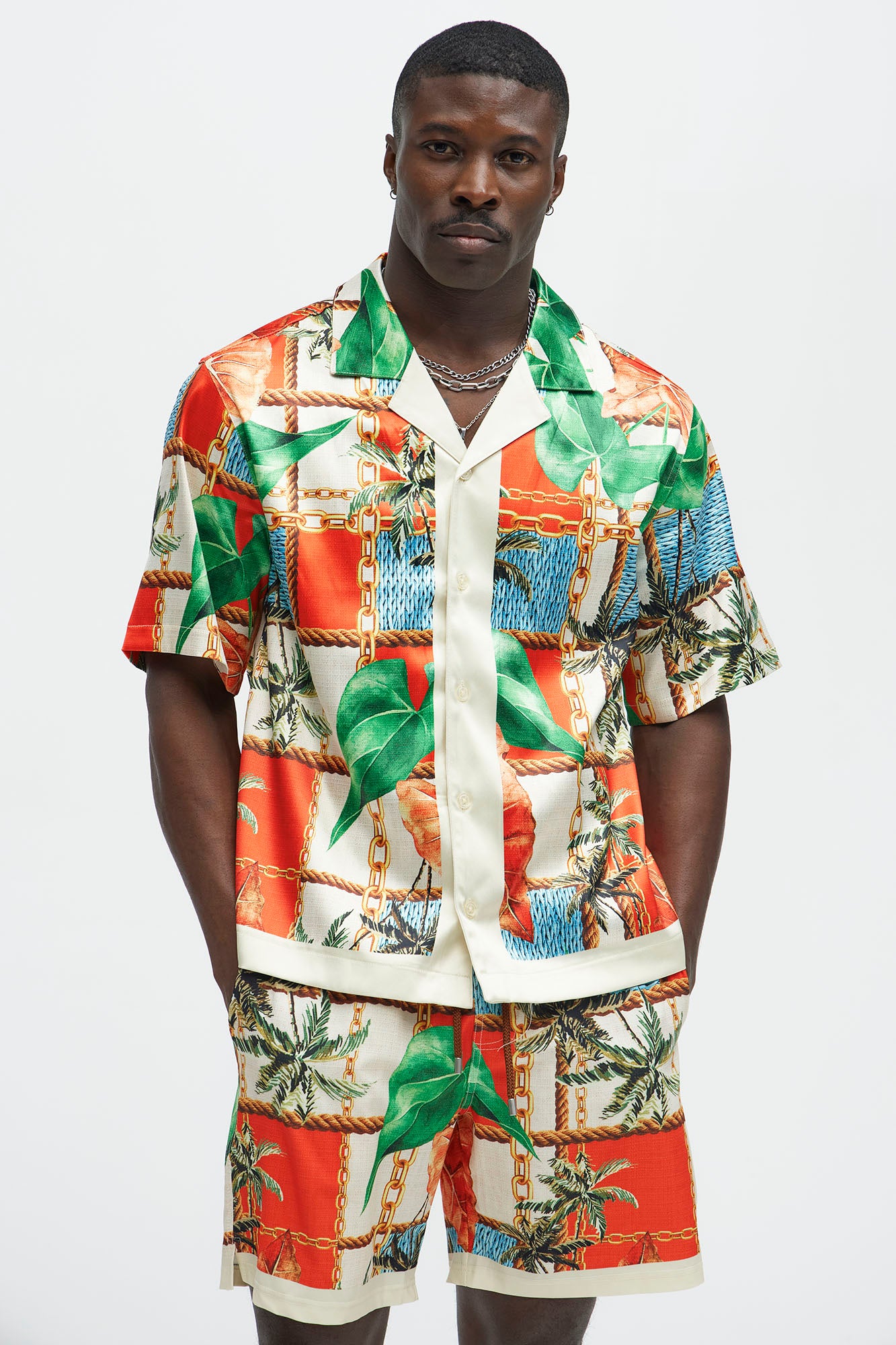 Summer Away Printed Cuban Collar Shirt - Multi Color - Image 3