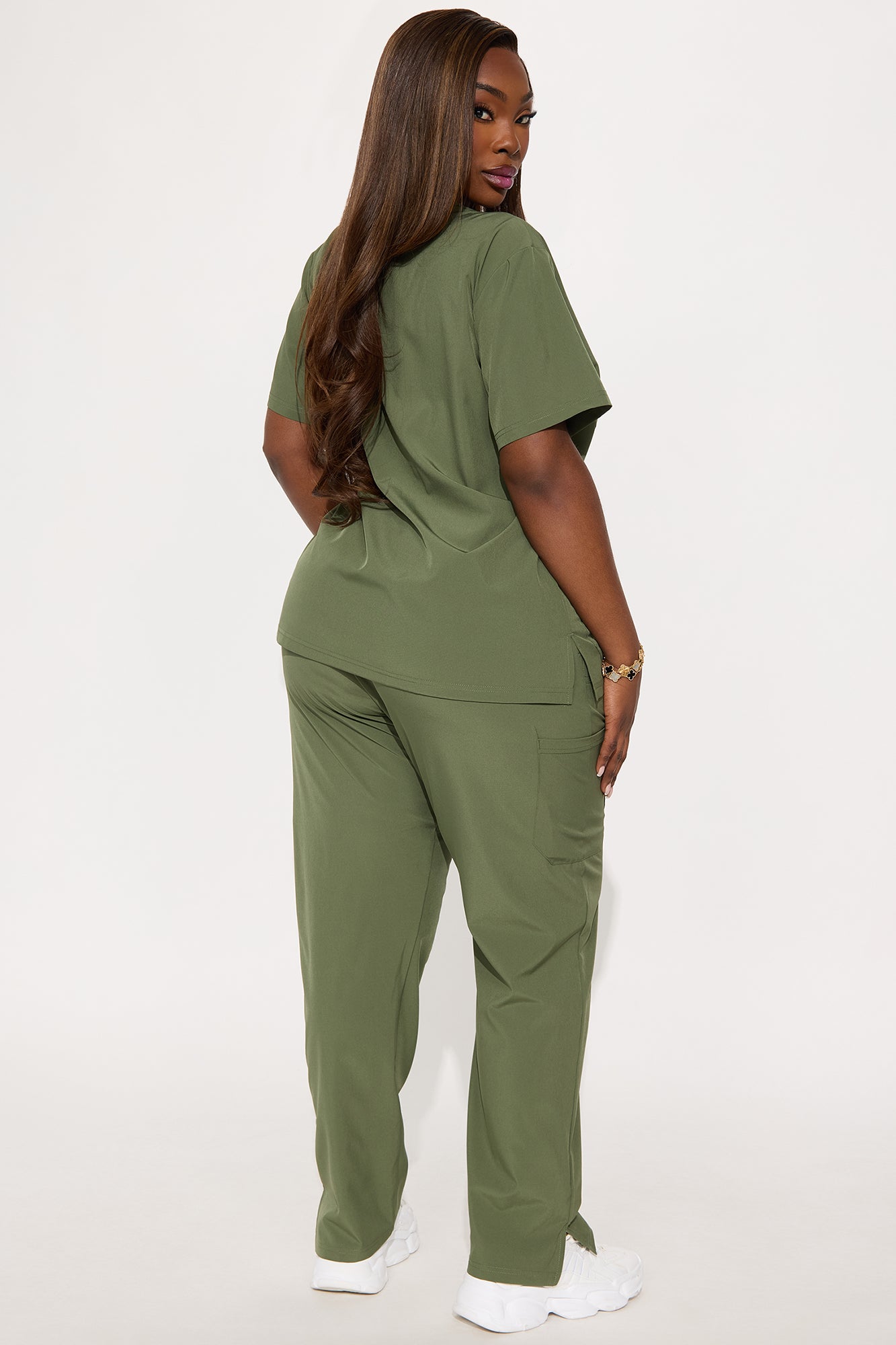 Essential 4 Way Stretch Scrub Uniform Set - Olive - Image 6