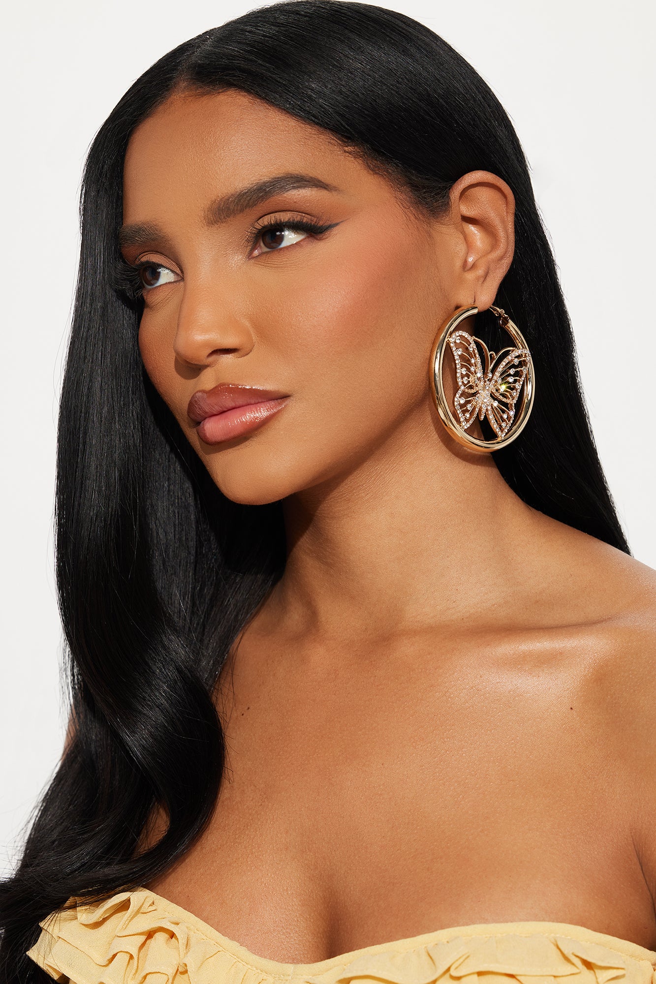 Blooming Into A Butterfly Hoop Earrings - Gold - Image 3