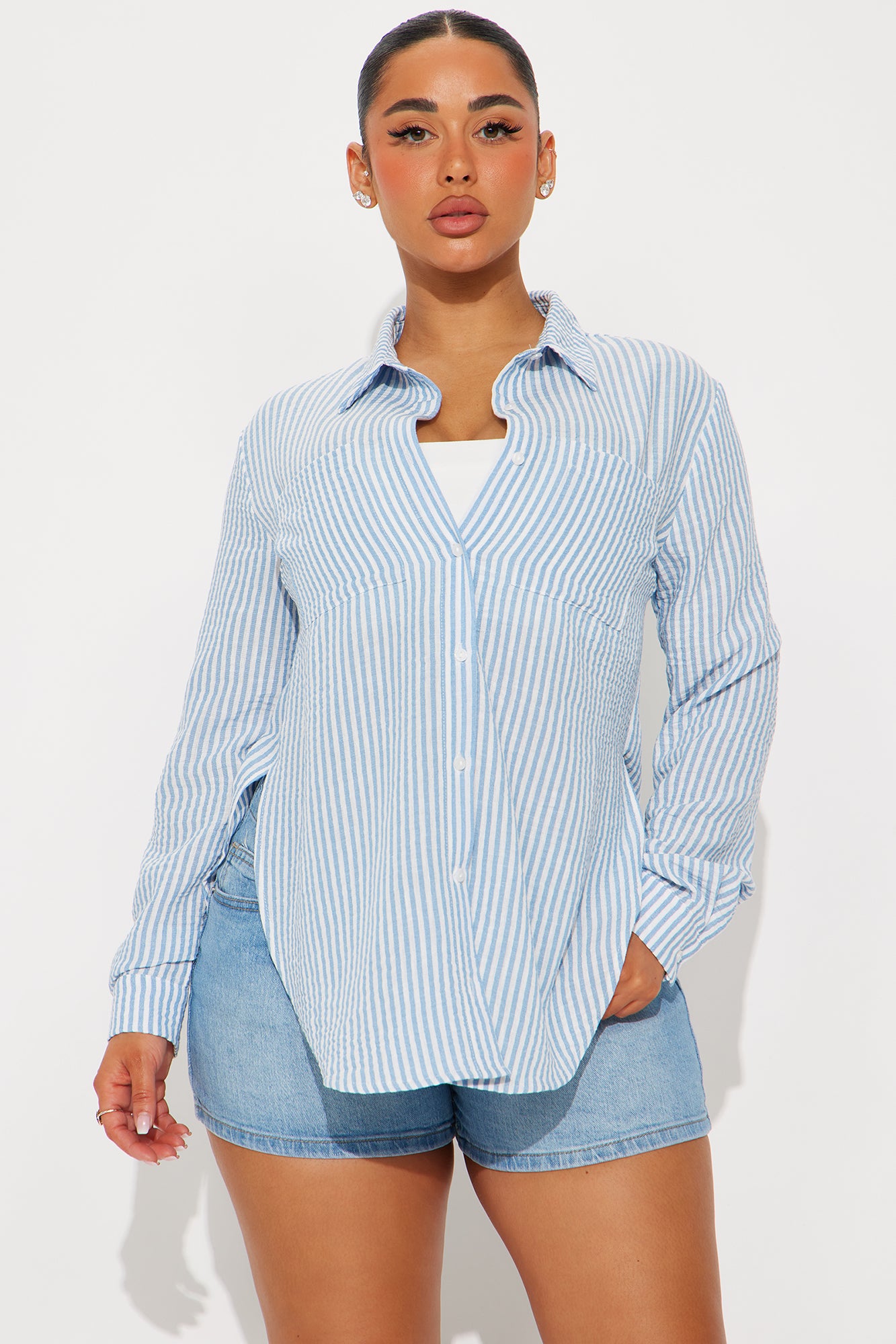 Audrina Striped Shirt - Blue/combo - Image 3