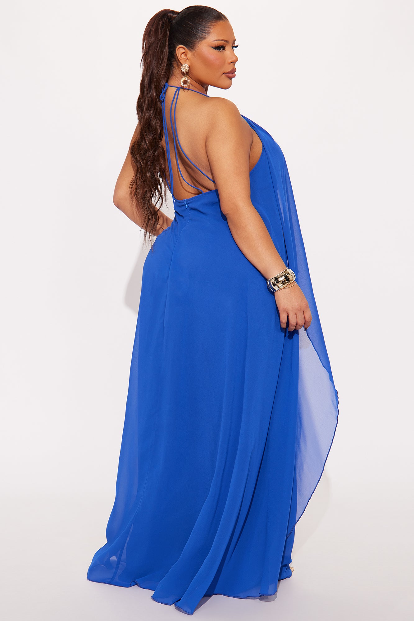 Bella Flowy Chiffon Jumpsuit - Blue - Image 6