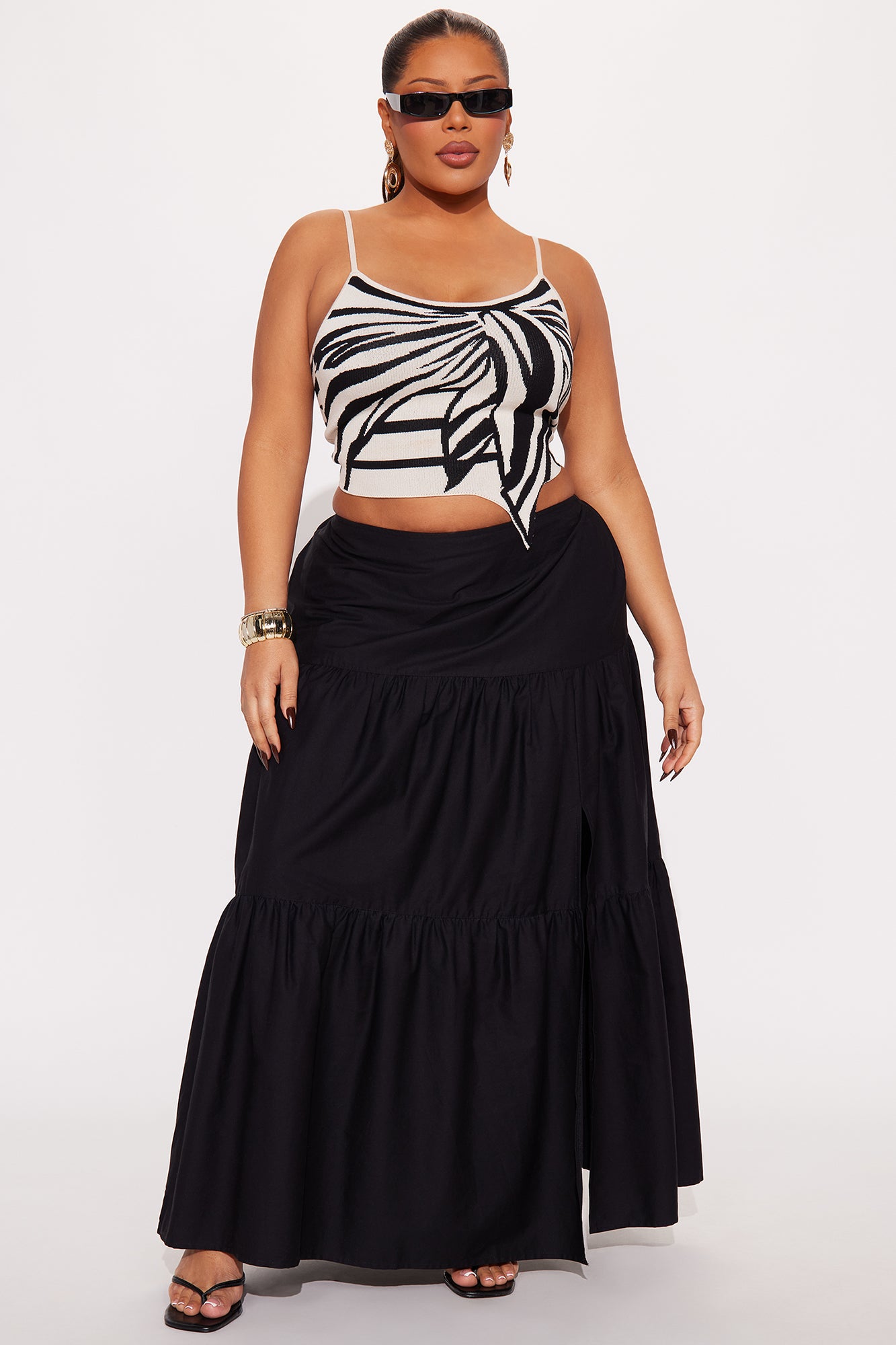 Zoey Poplin Tiered Maxi Skirt - Black - Image 4
